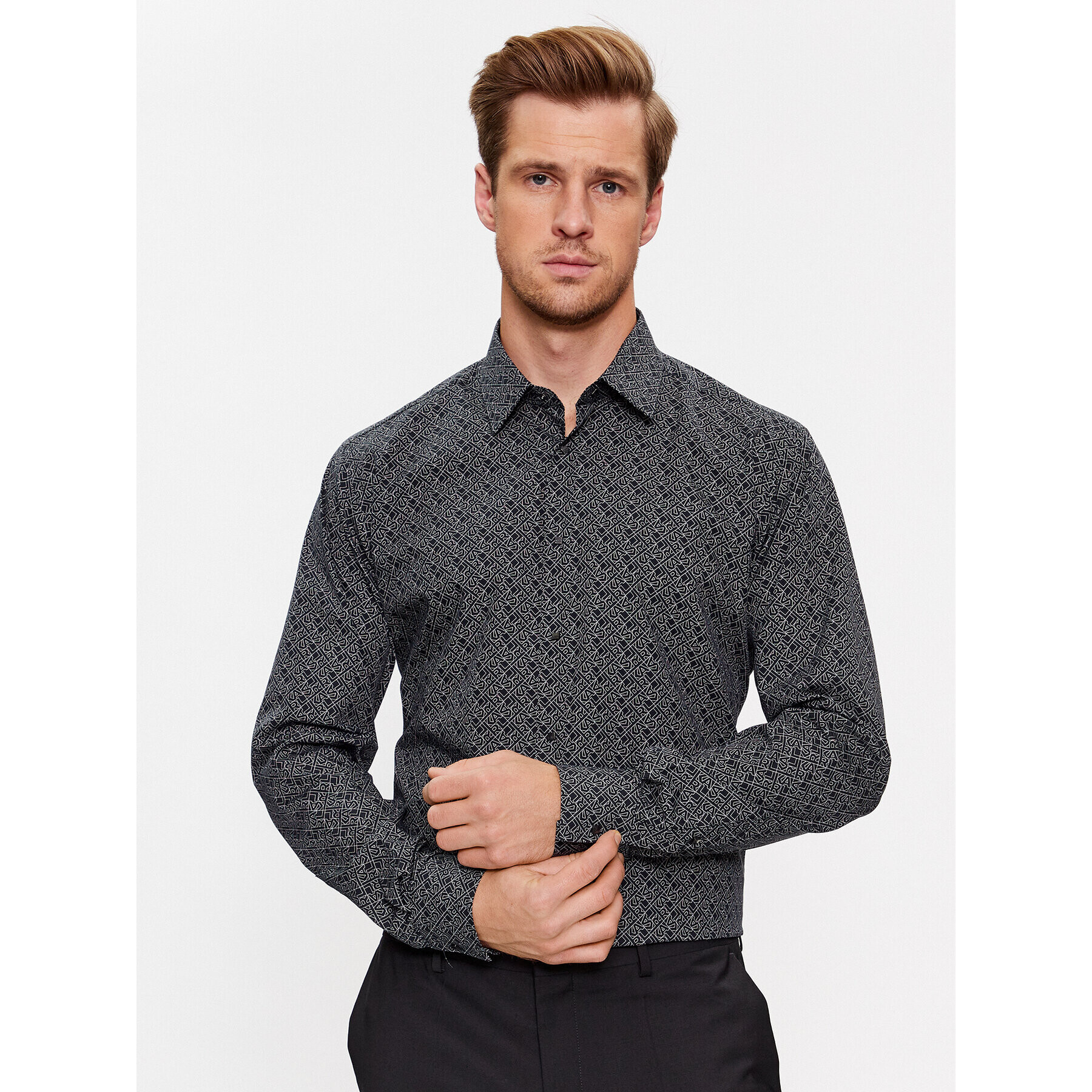 KARL LAGERFELD Риза 605000 534685 Черен Modern Fit - Pepit.bg