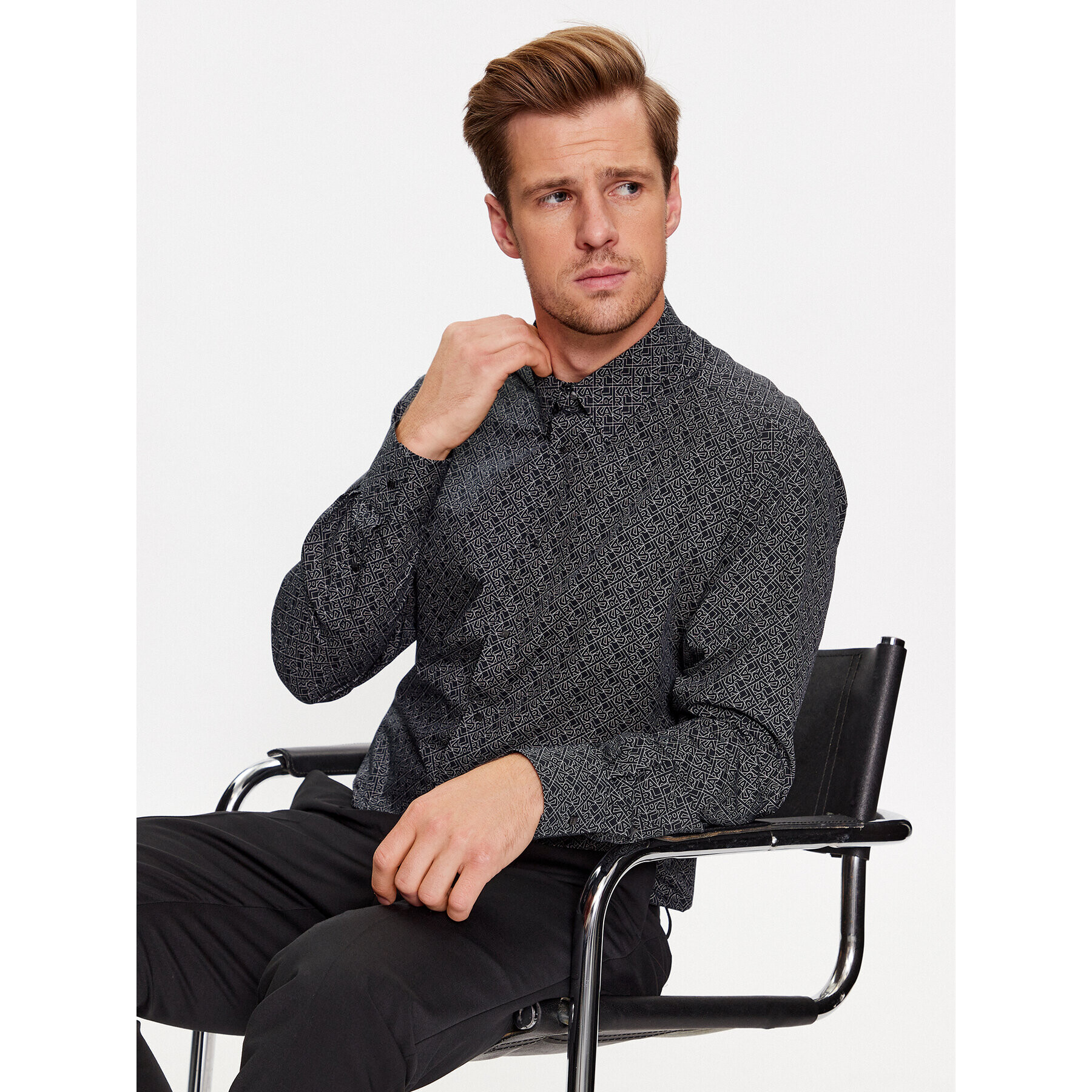 KARL LAGERFELD Риза 605000 534685 Черен Modern Fit - Pepit.bg