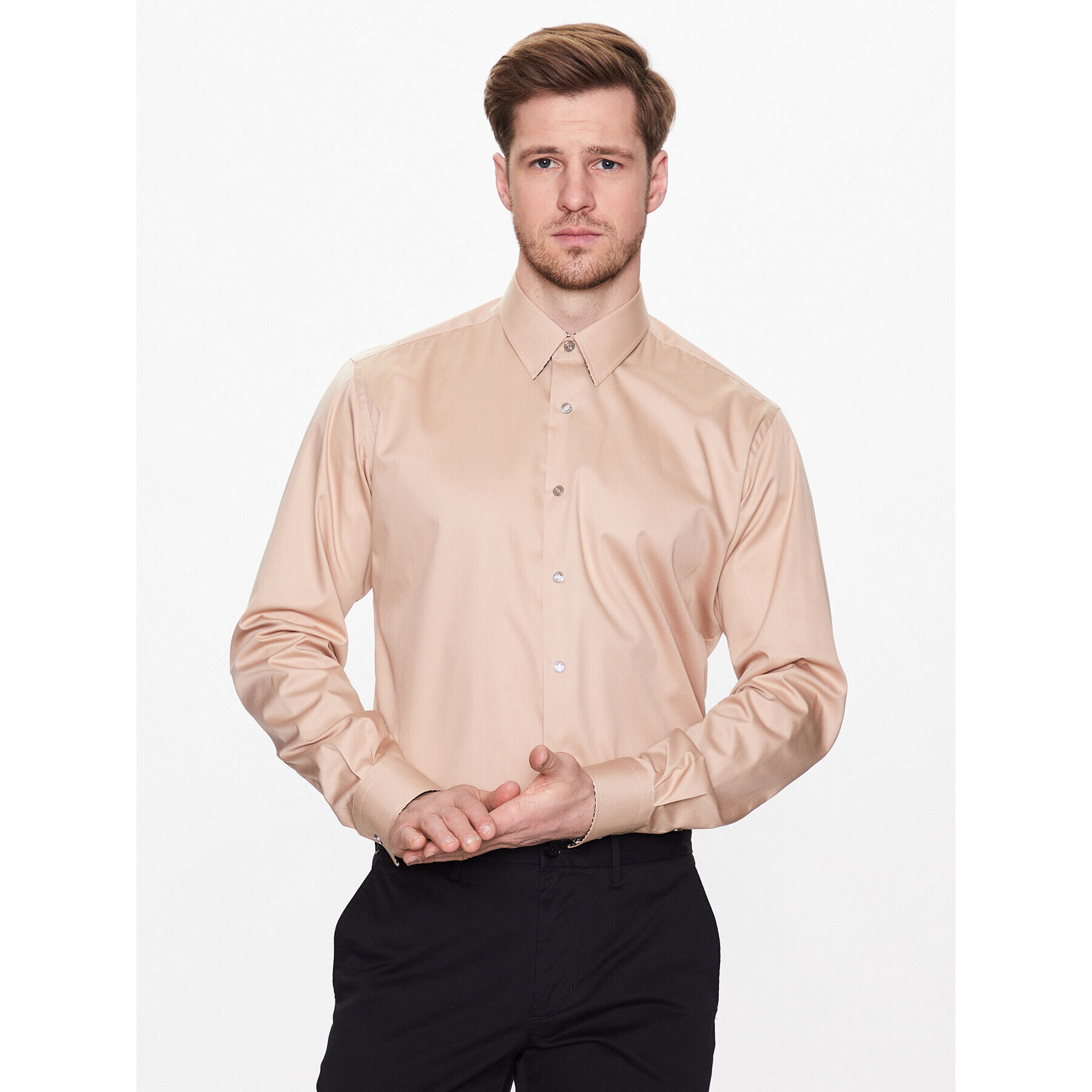 KARL LAGERFELD Риза 605100 532625 Бежов Regular Fit - Pepit.bg