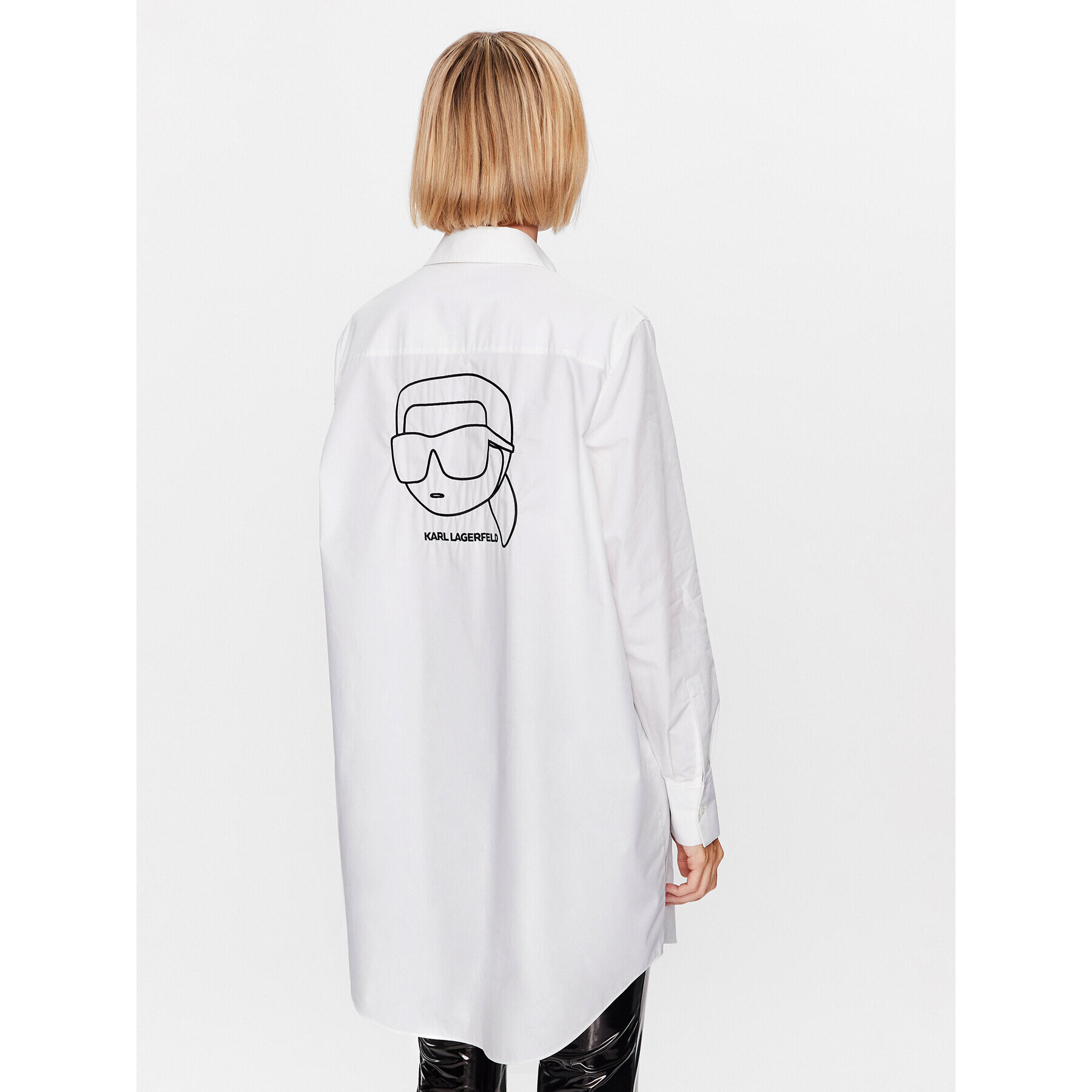 KARL LAGERFELD Риза Ikonik 2.0 230W1600 Бял Oversize - Pepit.bg