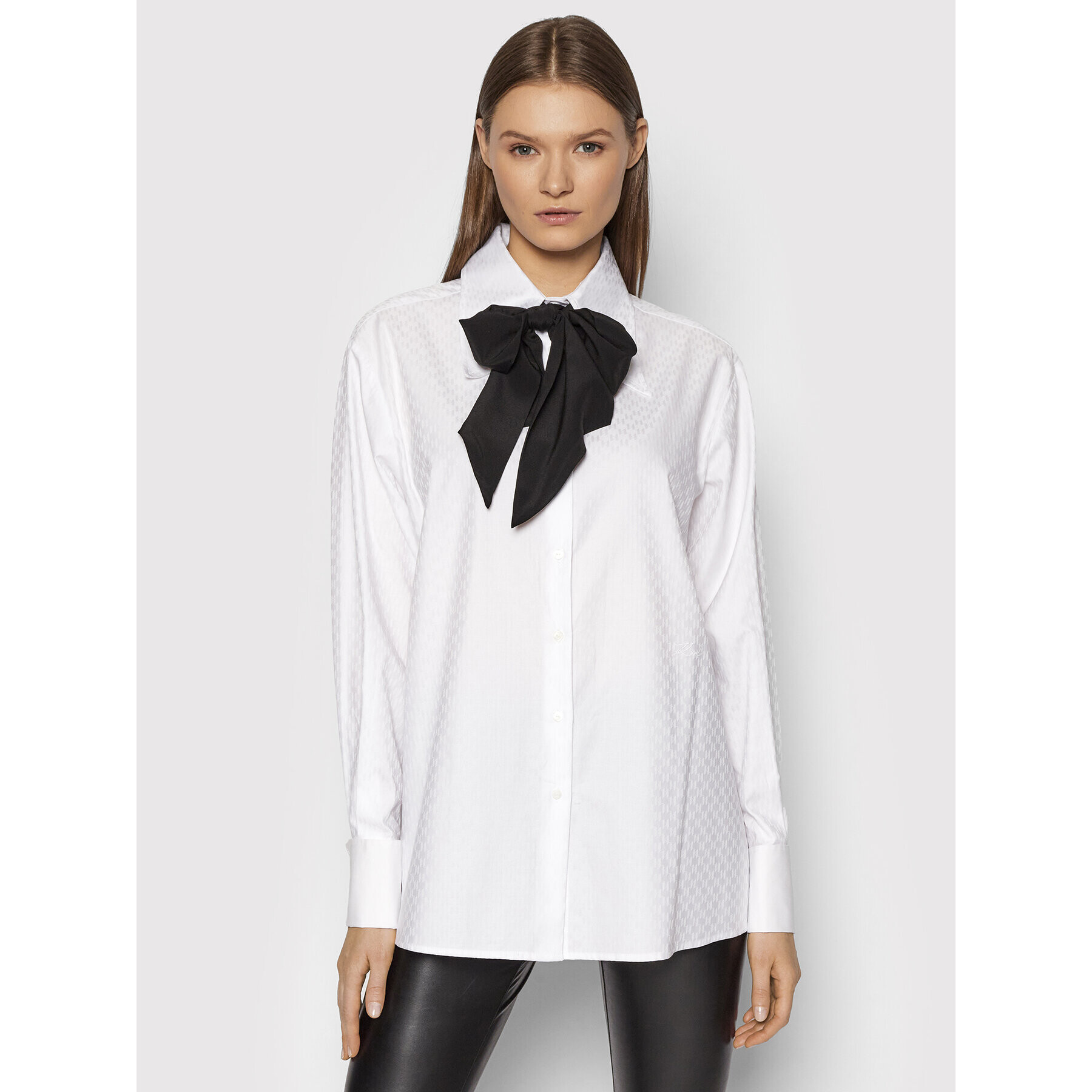 KARL LAGERFELD Риза Kl Monogram 216W1600 Бял Regular Fit - Pepit.bg