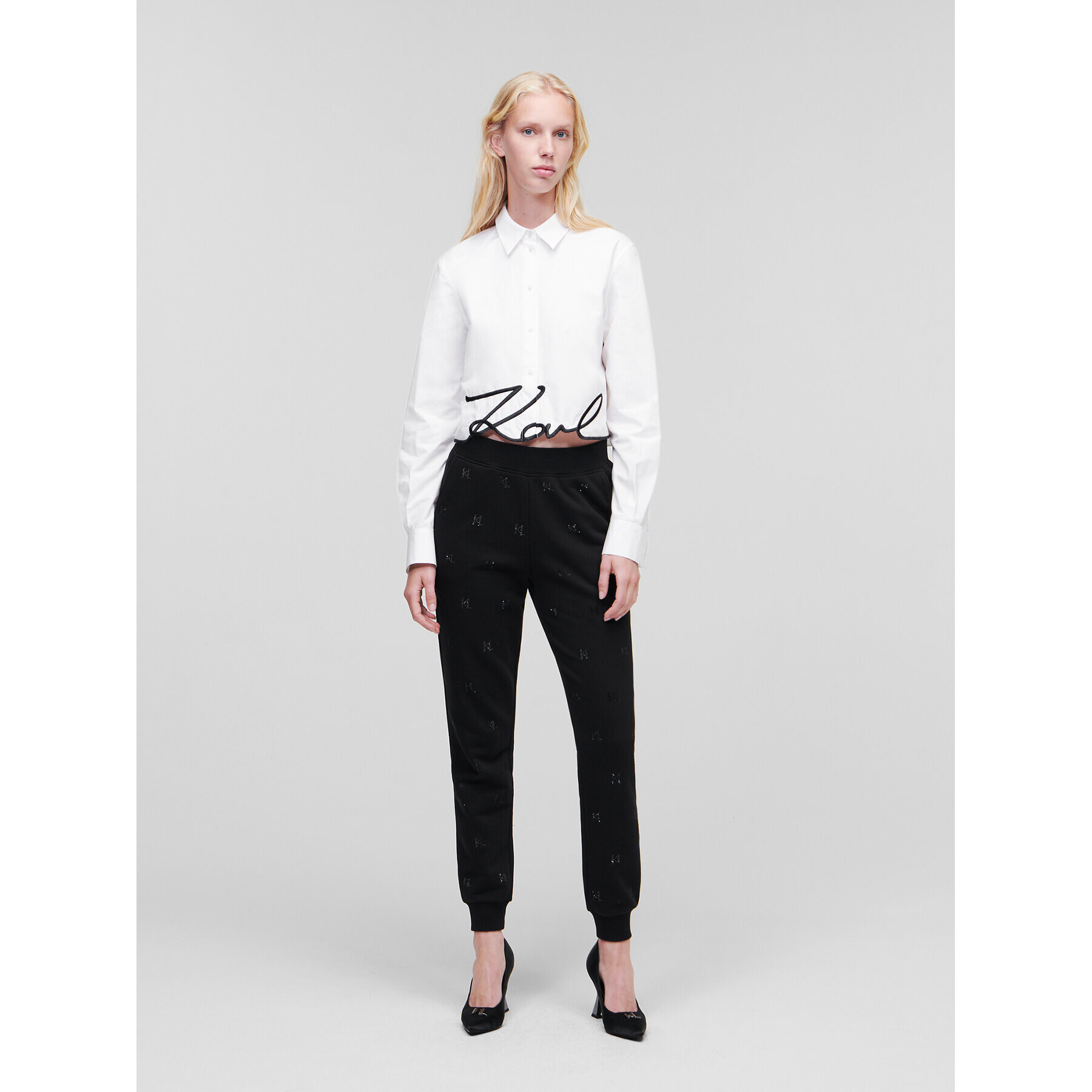 KARL LAGERFELD Риза Signature 226W1605 Бял Regular Fit - Pepit.bg