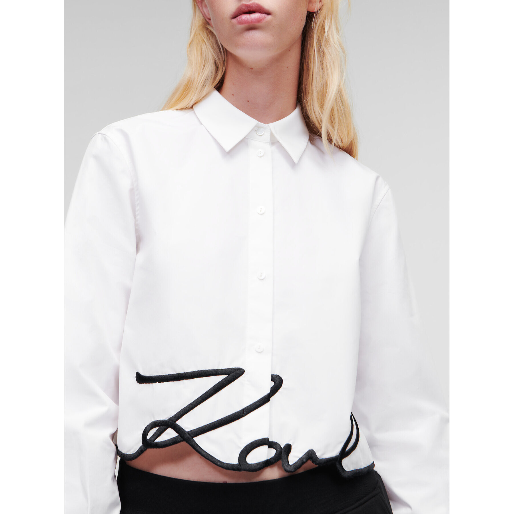 KARL LAGERFELD Риза Signature 226W1605 Бял Regular Fit - Pepit.bg
