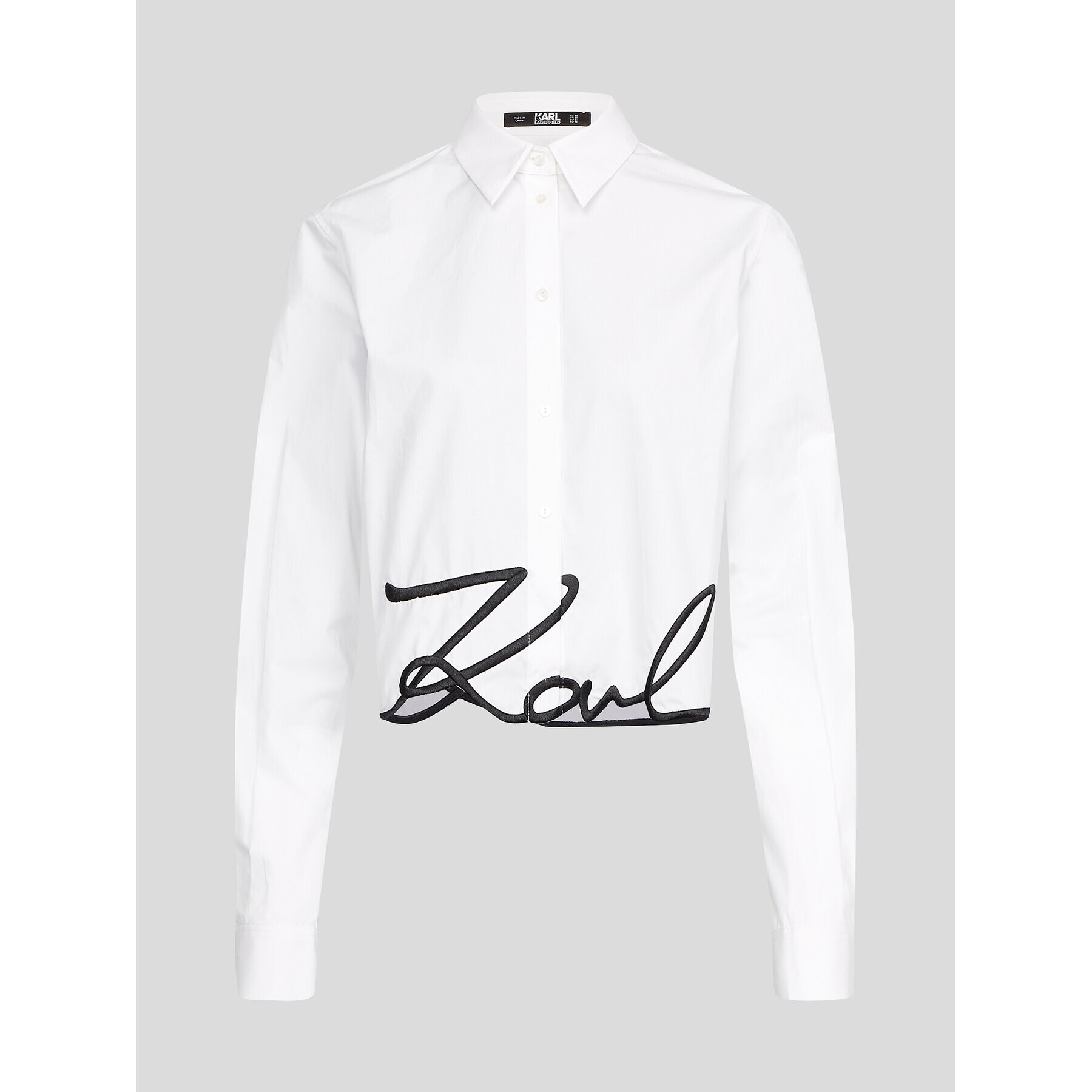 KARL LAGERFELD Риза Signature 226W1605 Бял Regular Fit - Pepit.bg