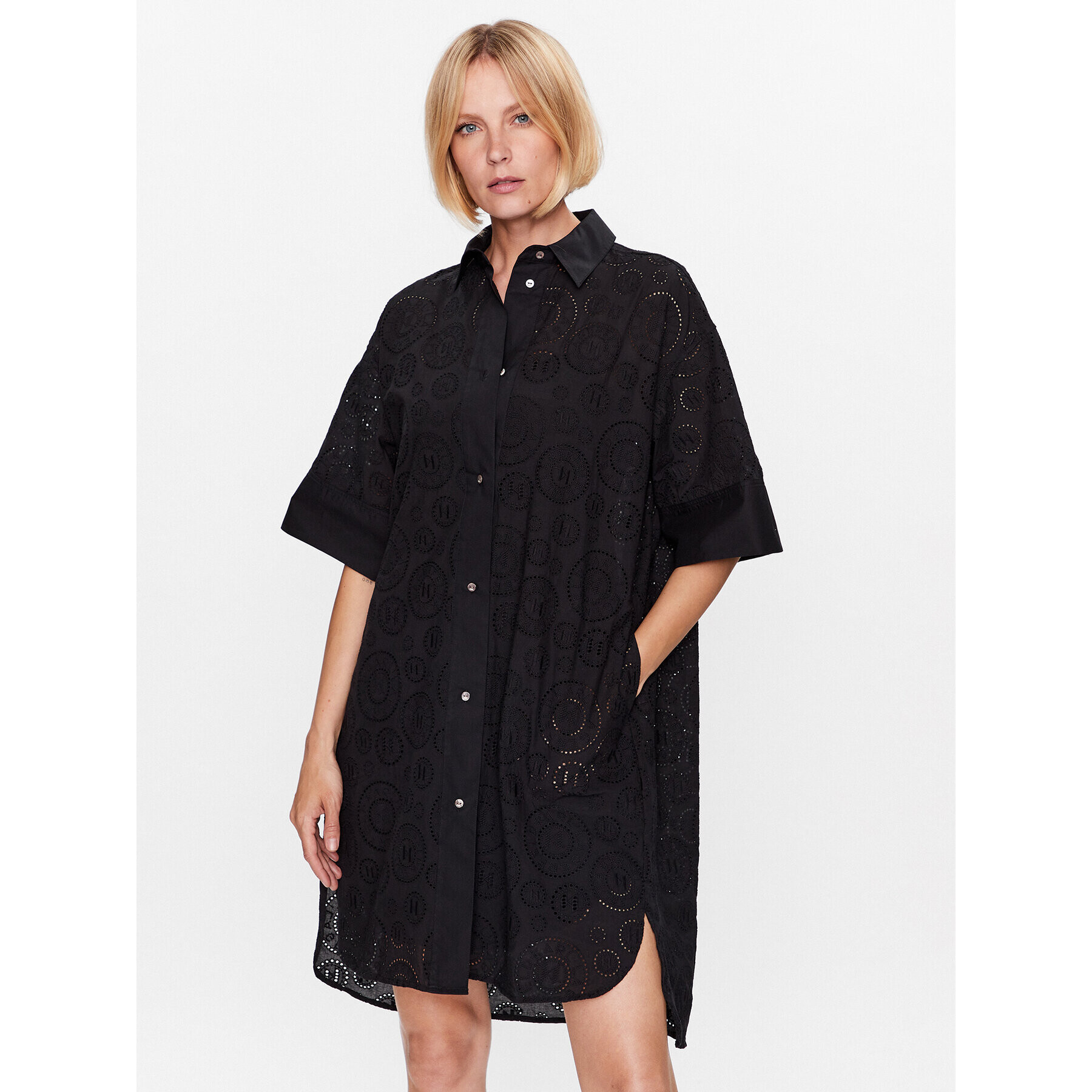 KARL LAGERFELD Рокля тип риза 231W1302 Черен Regular Fit - Pepit.bg