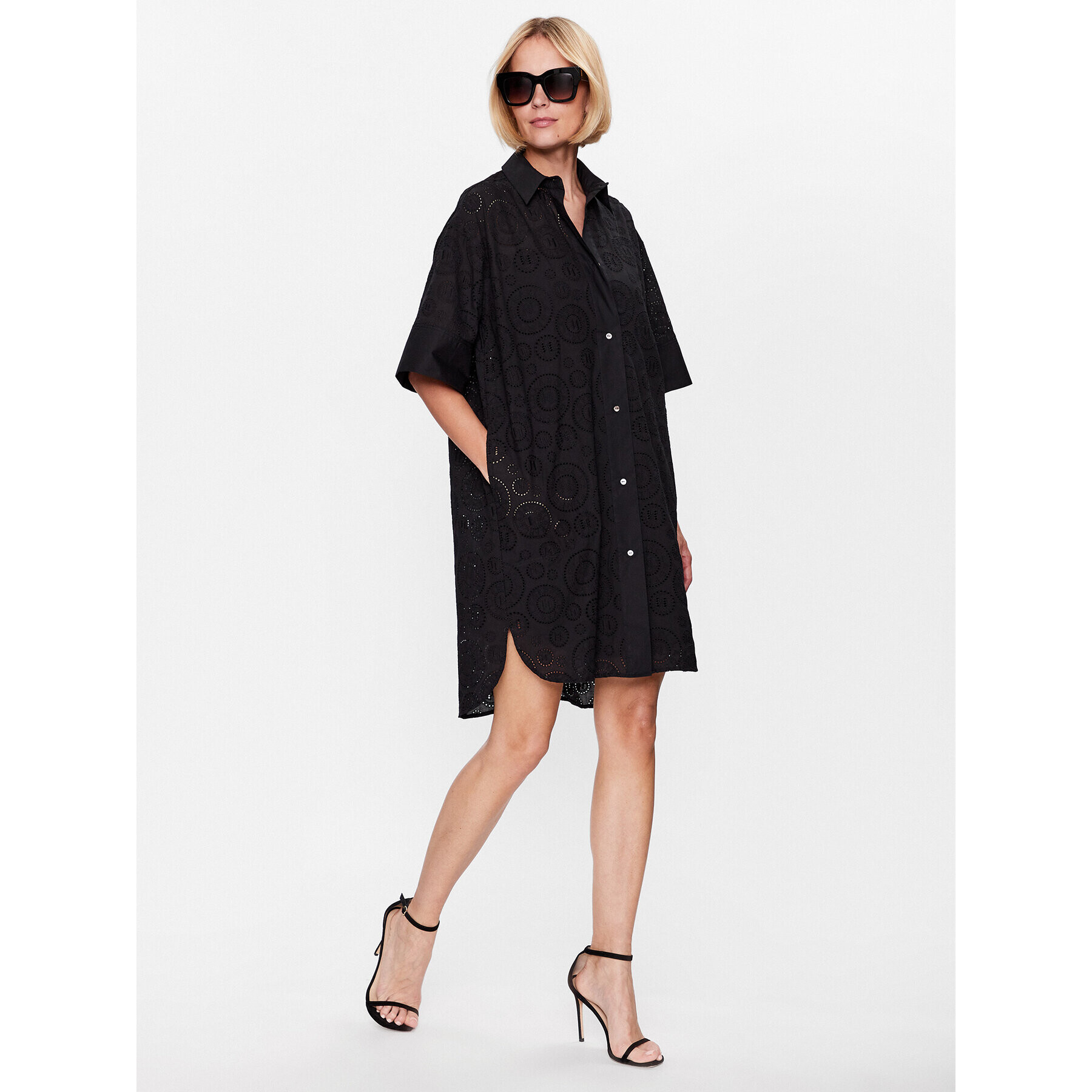 KARL LAGERFELD Рокля тип риза 231W1302 Черен Regular Fit - Pepit.bg