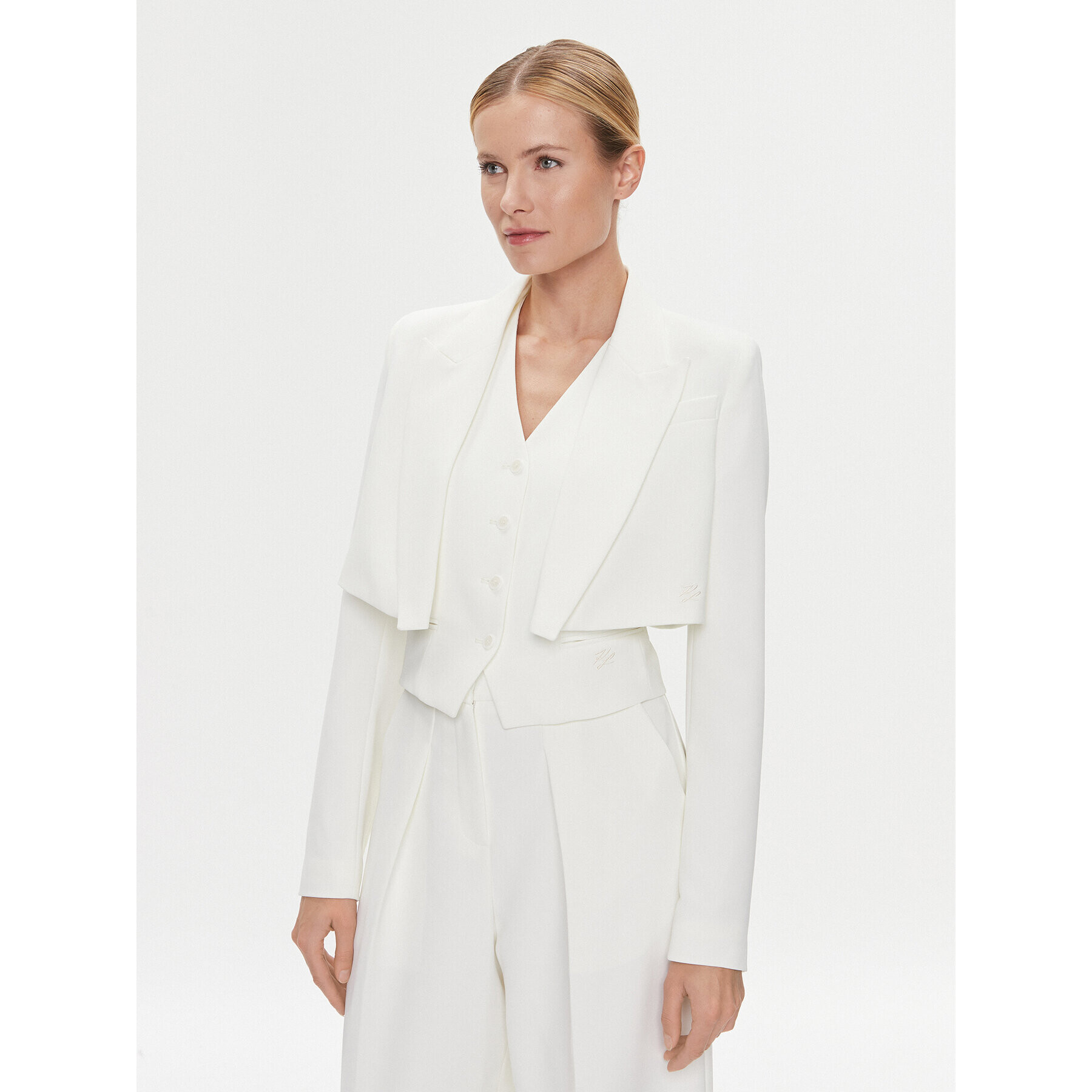 KARL LAGERFELD Сако 240W1411 Бял Regular Fit - Pepit.bg