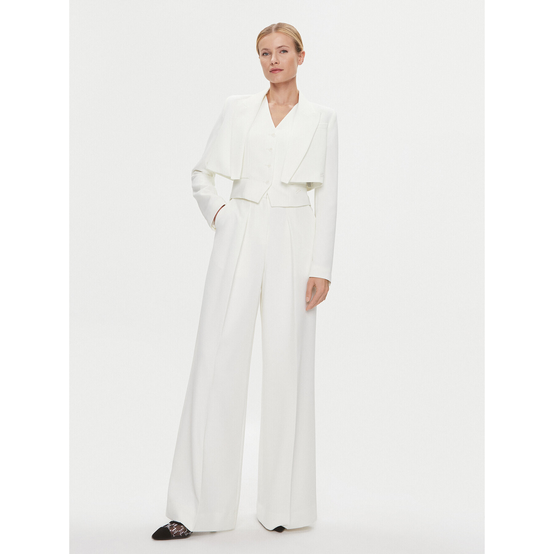 KARL LAGERFELD Сако 240W1411 Бял Regular Fit - Pepit.bg