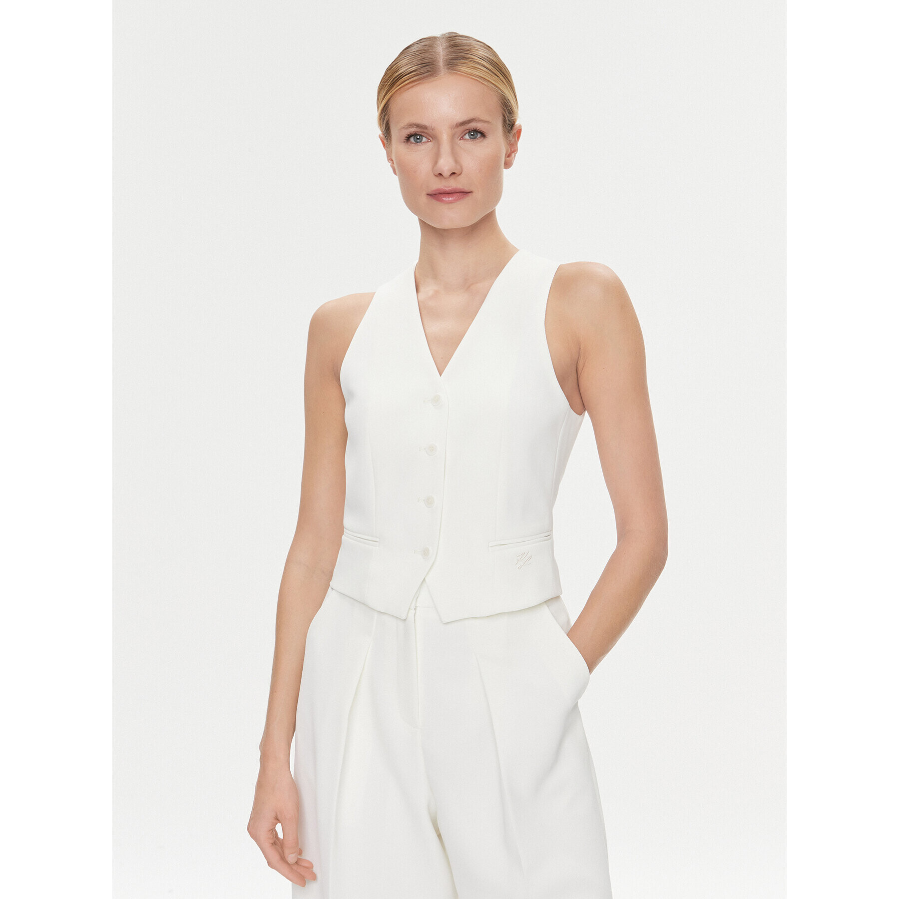 KARL LAGERFELD Сако 240W1411 Бял Regular Fit - Pepit.bg