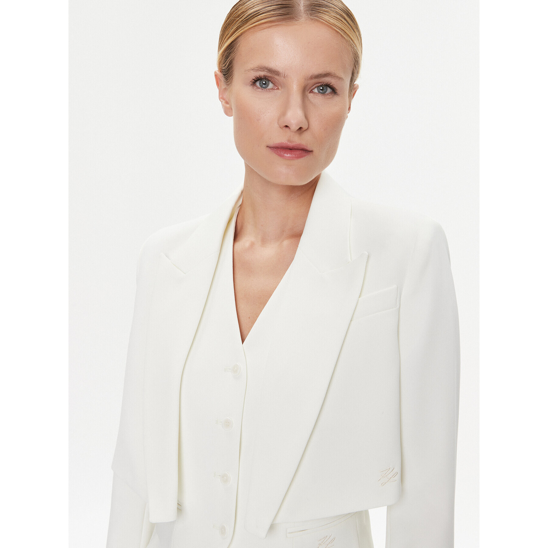 KARL LAGERFELD Сако 240W1411 Бял Regular Fit - Pepit.bg