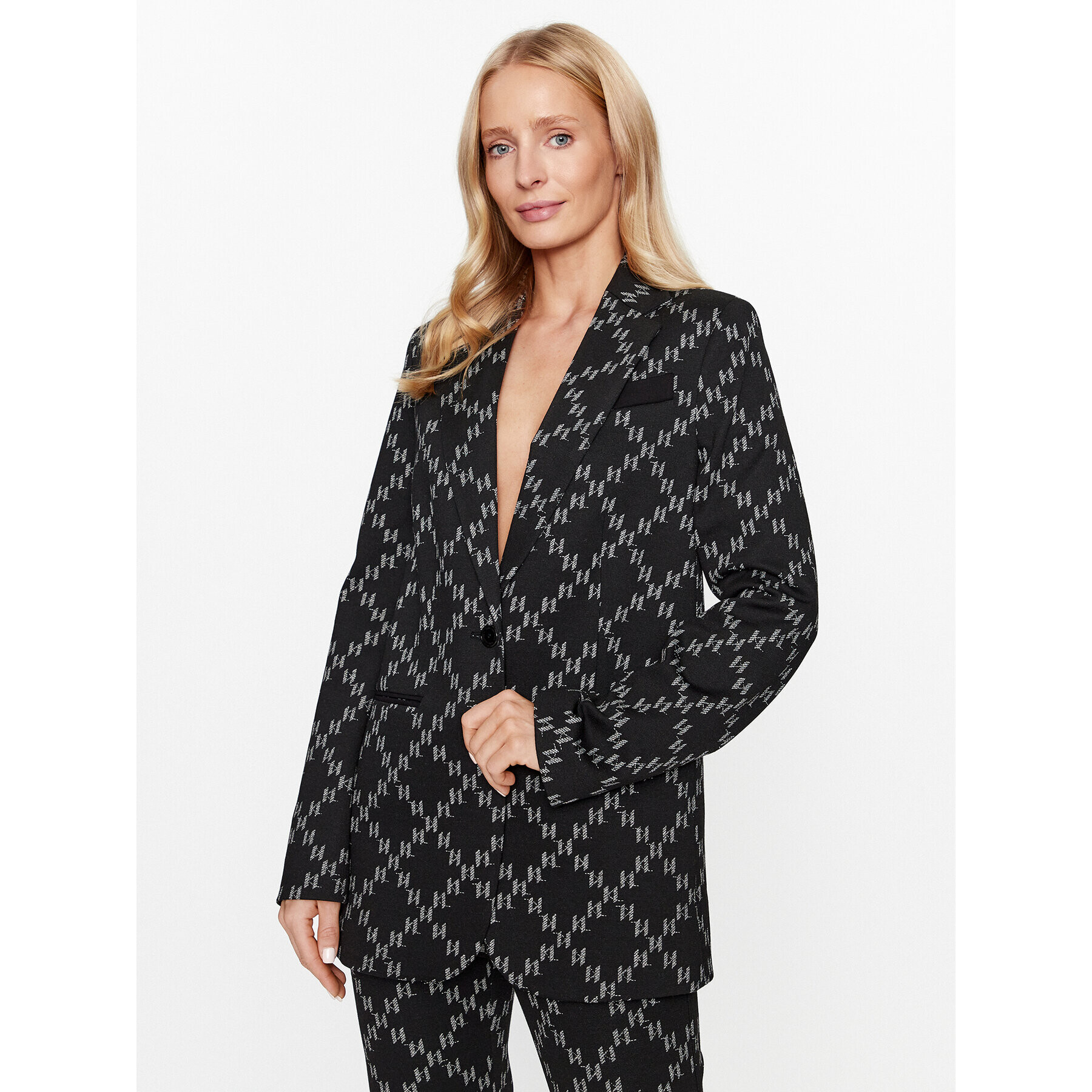 KARL LAGERFELD Сако Embellished Logo 236W1400 Черен Regular Fit - Pepit.bg