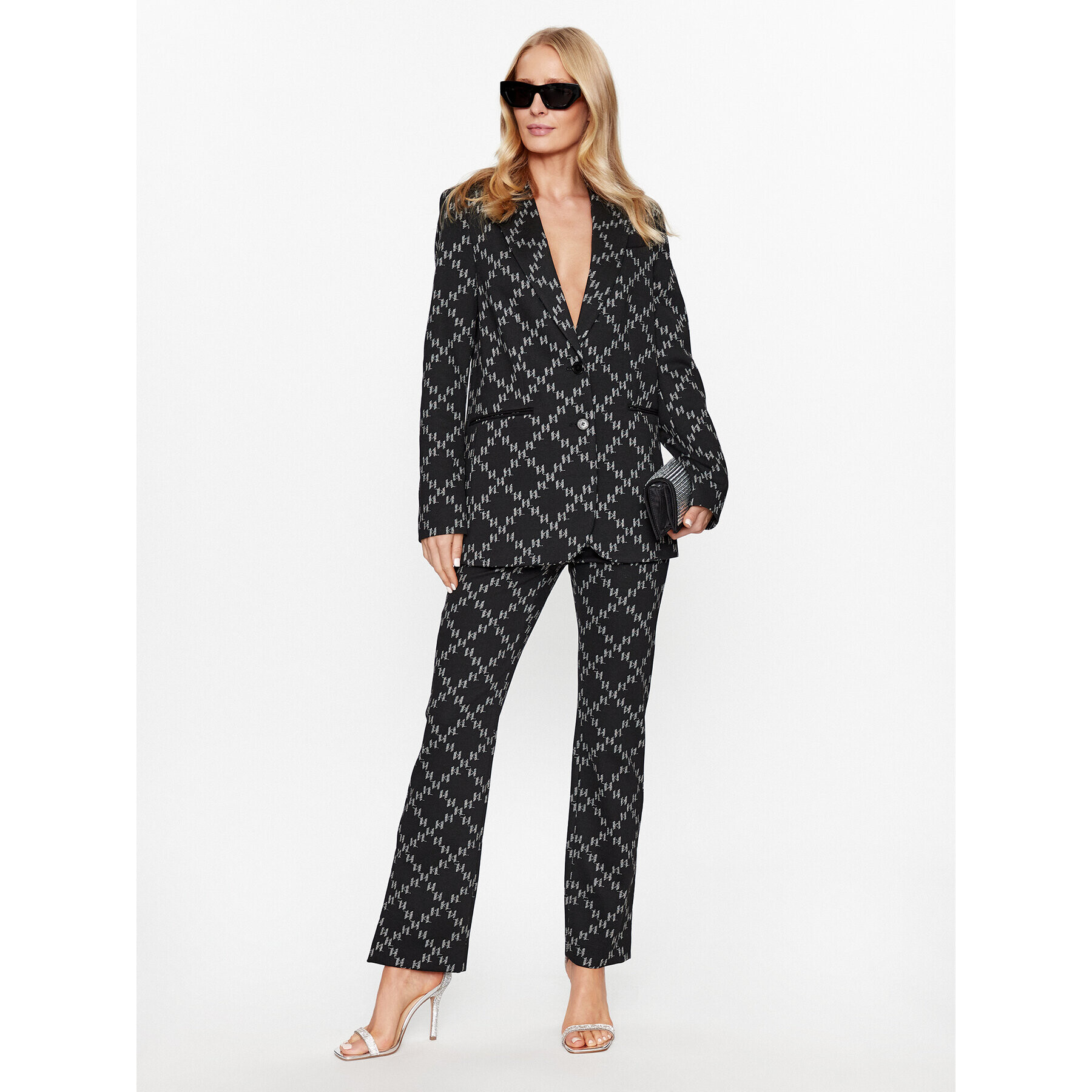 KARL LAGERFELD Сако Embellished Logo 236W1400 Черен Regular Fit - Pepit.bg