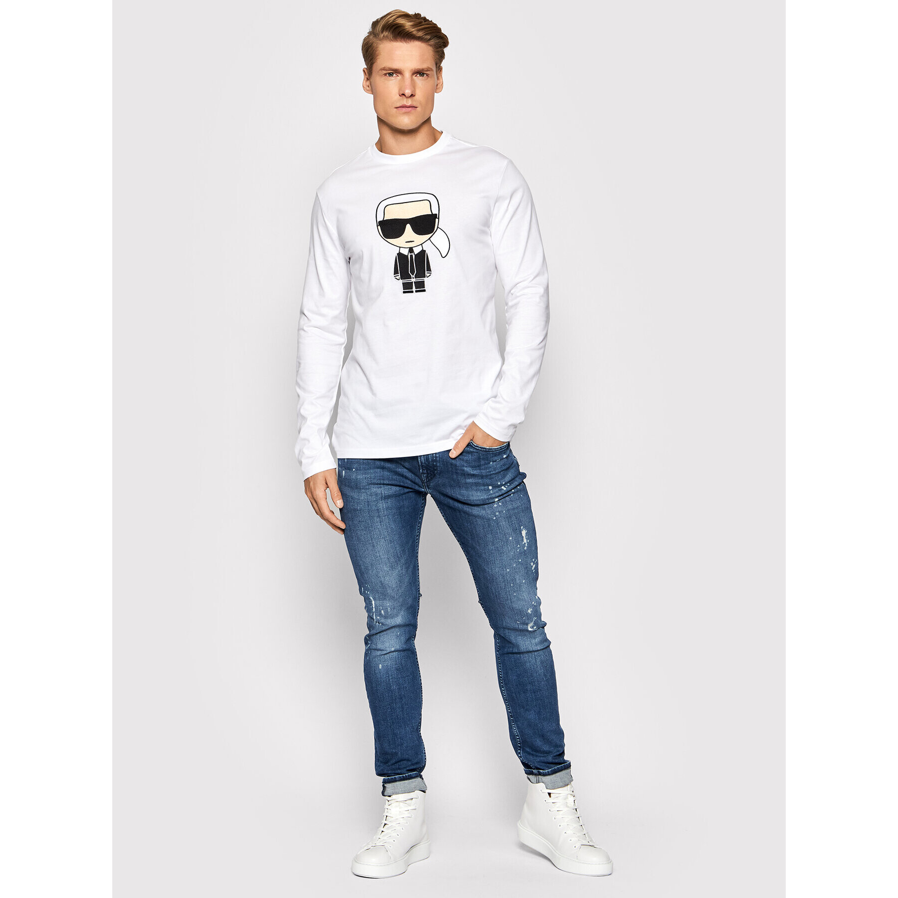 KARL LAGERFELD Сникърси KL52255 01W Бял - Pepit.bg