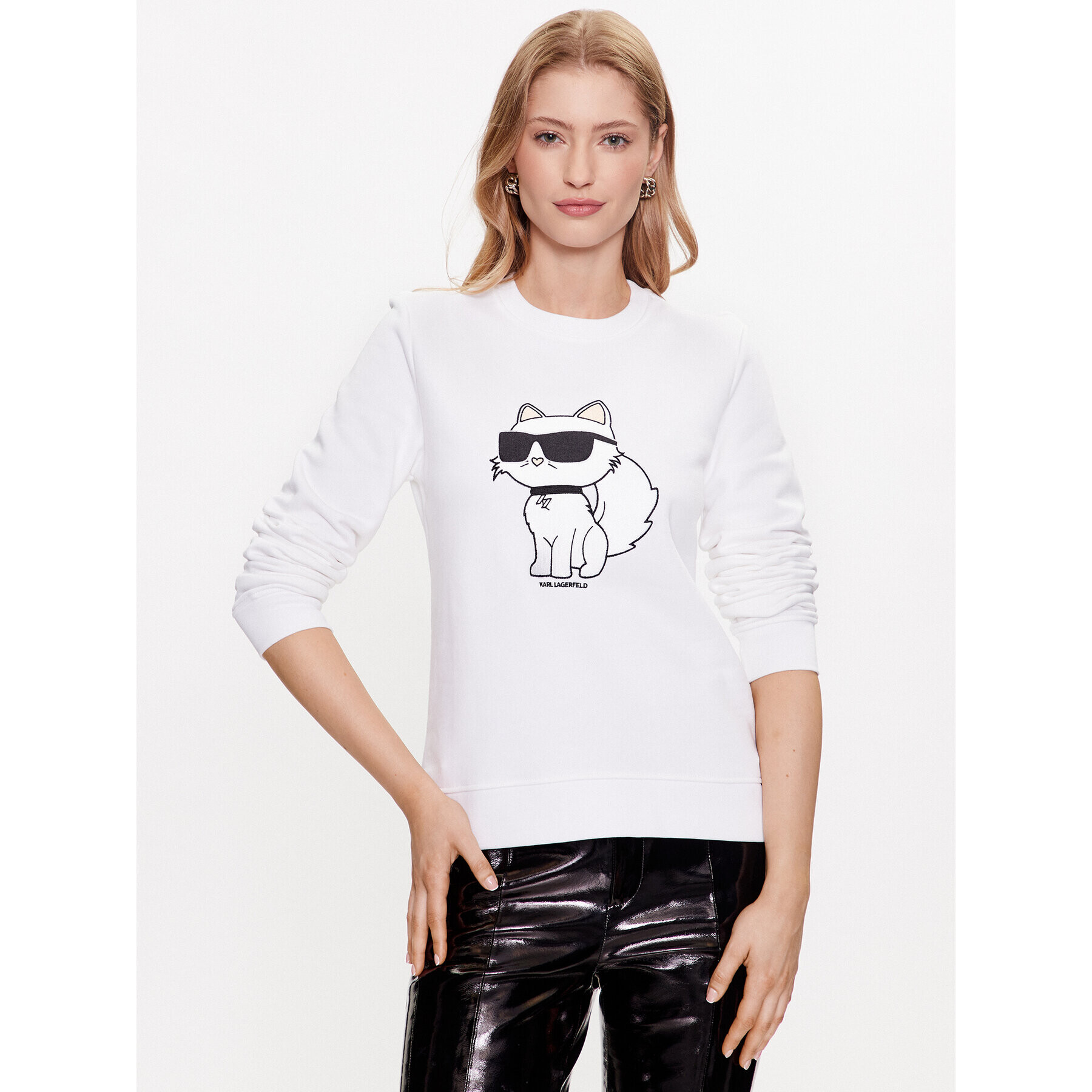 KARL LAGERFELD Суитшърт Ikonik 2.0 Choupette 230W1802 Бял Regular Fit - Pepit.bg