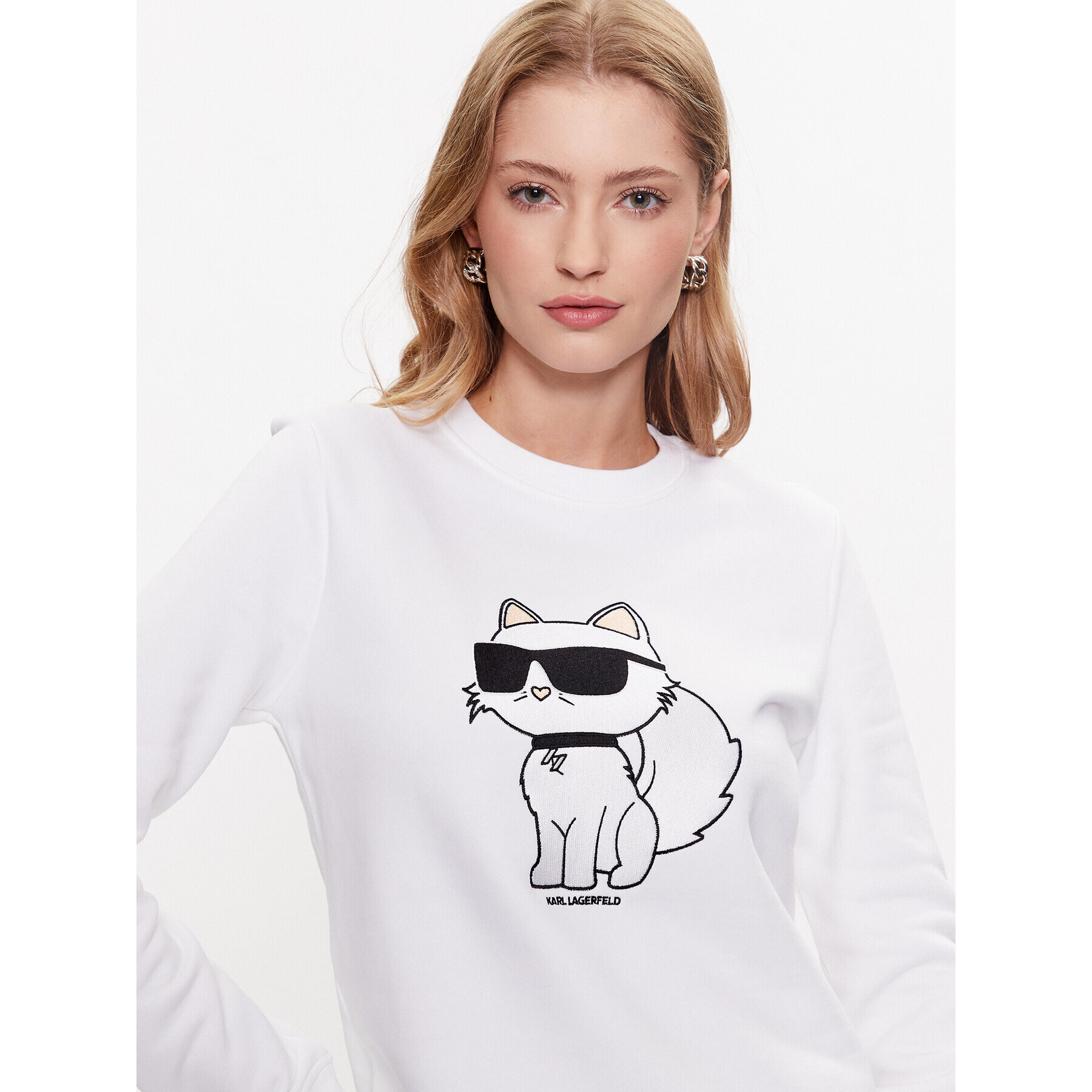 KARL LAGERFELD Суитшърт Ikonik 2.0 Choupette 230W1802 Бял Regular Fit - Pepit.bg