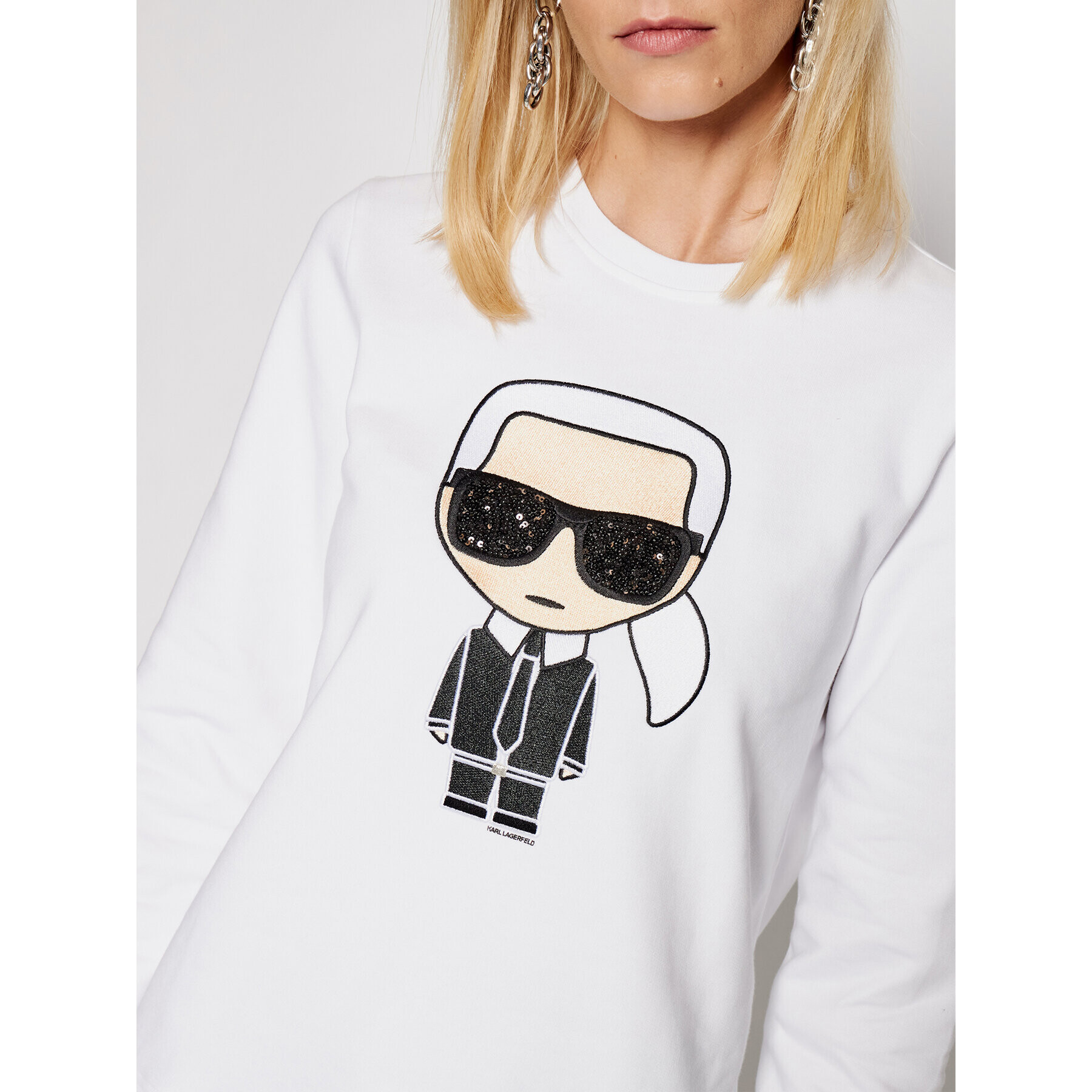 KARL LAGERFELD Суитшърт Ikonik 210W1820 Бял Regular Fit - Pepit.bg