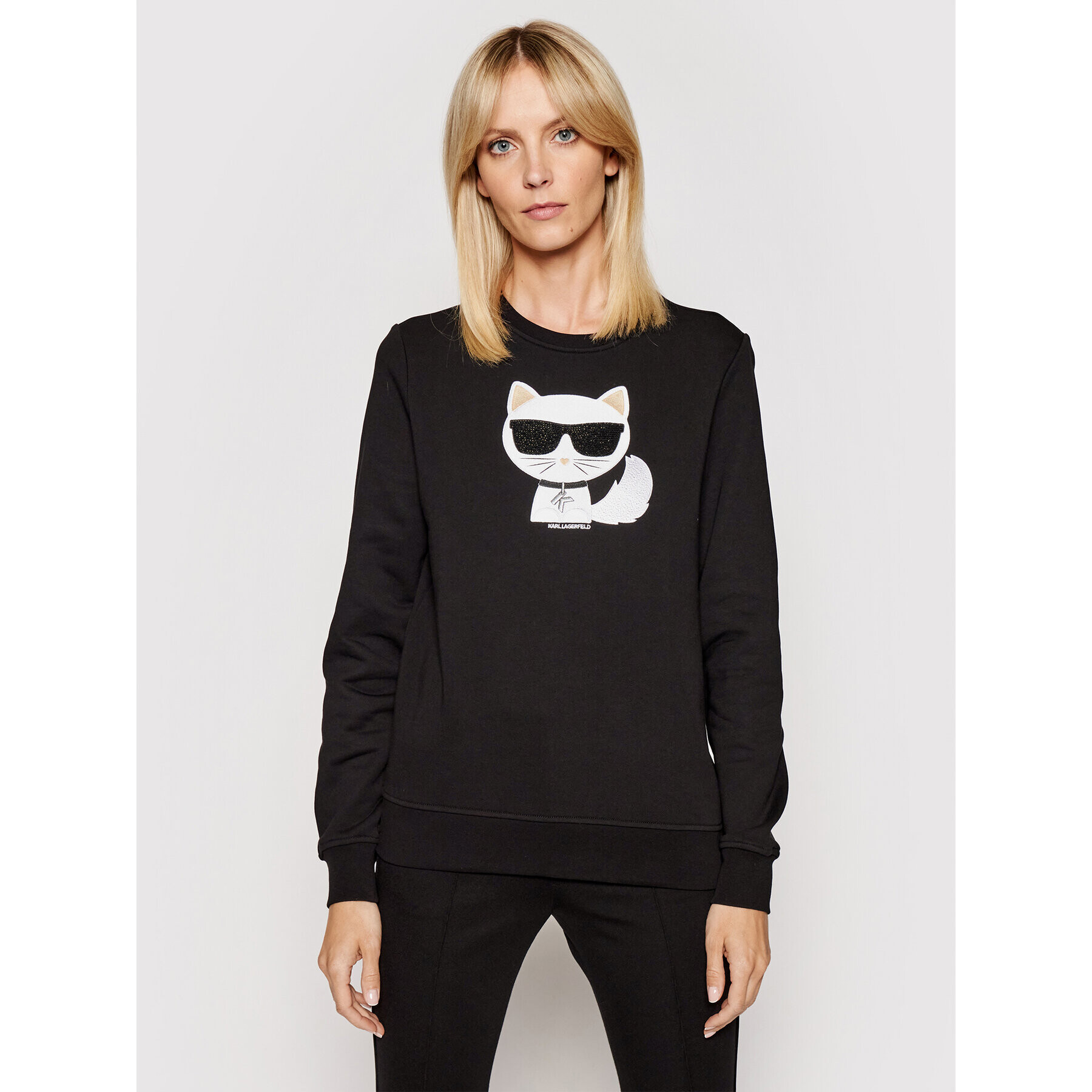 KARL LAGERFELD Суитшърт Ikonik Choupette 210W1823 Черен Regular Fit - Pepit.bg