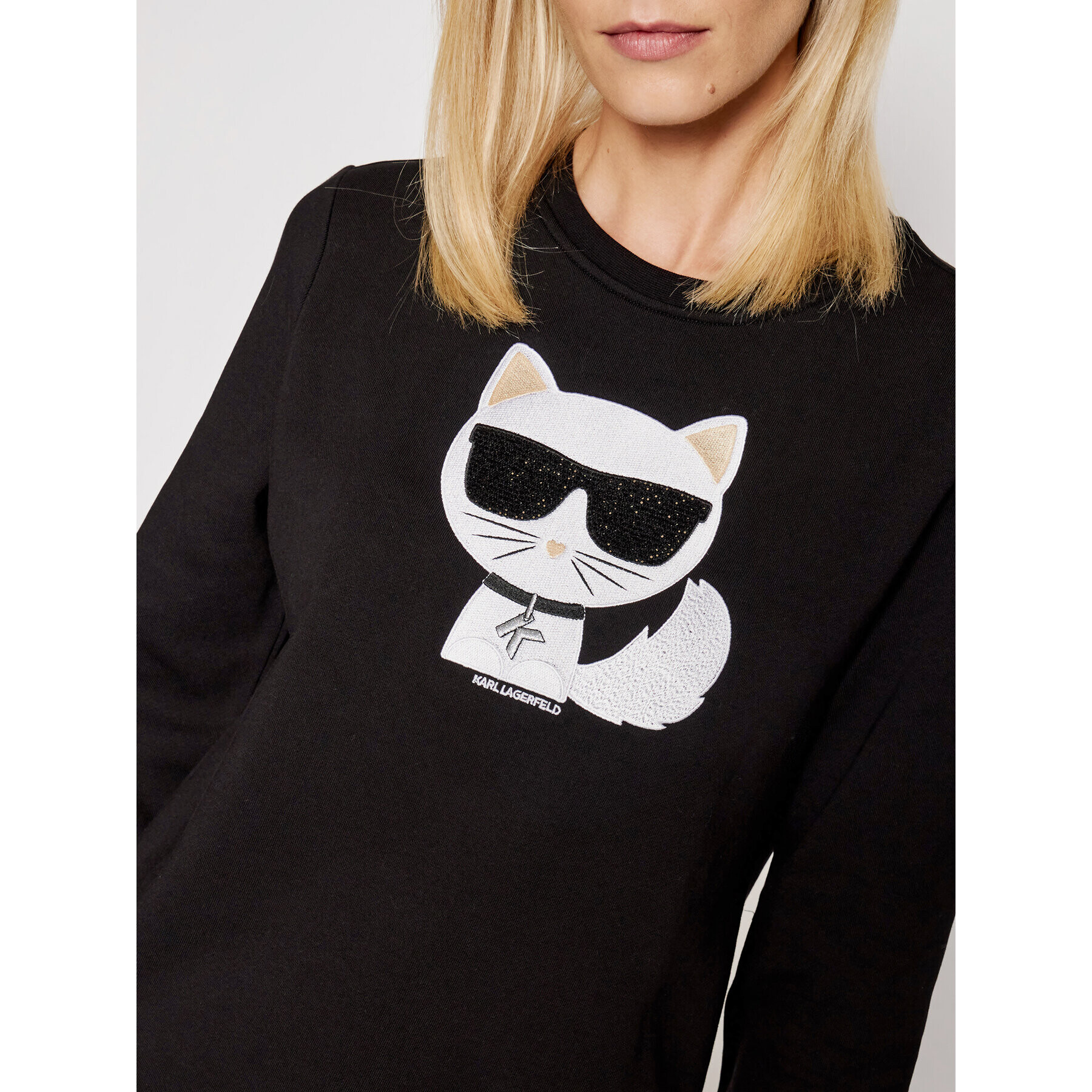 KARL LAGERFELD Суитшърт Ikonik Choupette 210W1823 Черен Regular Fit - Pepit.bg