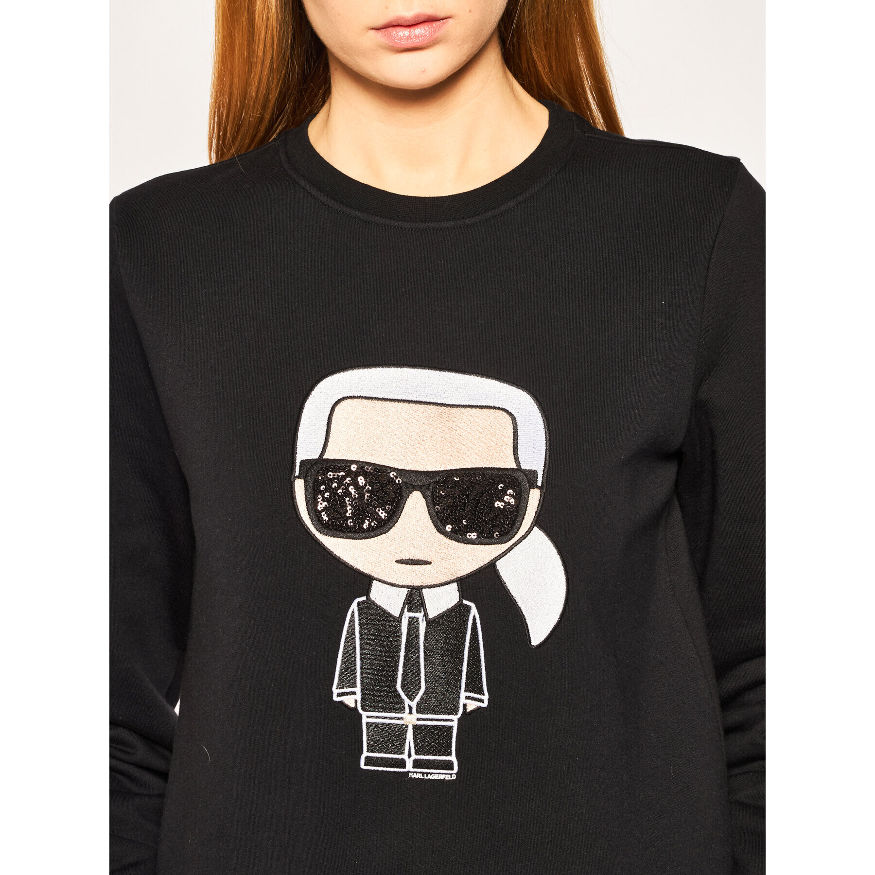 KARL LAGERFELD Суитшърт Ikonik Karl 201W1802 Черен Regular Fit - Pepit.bg