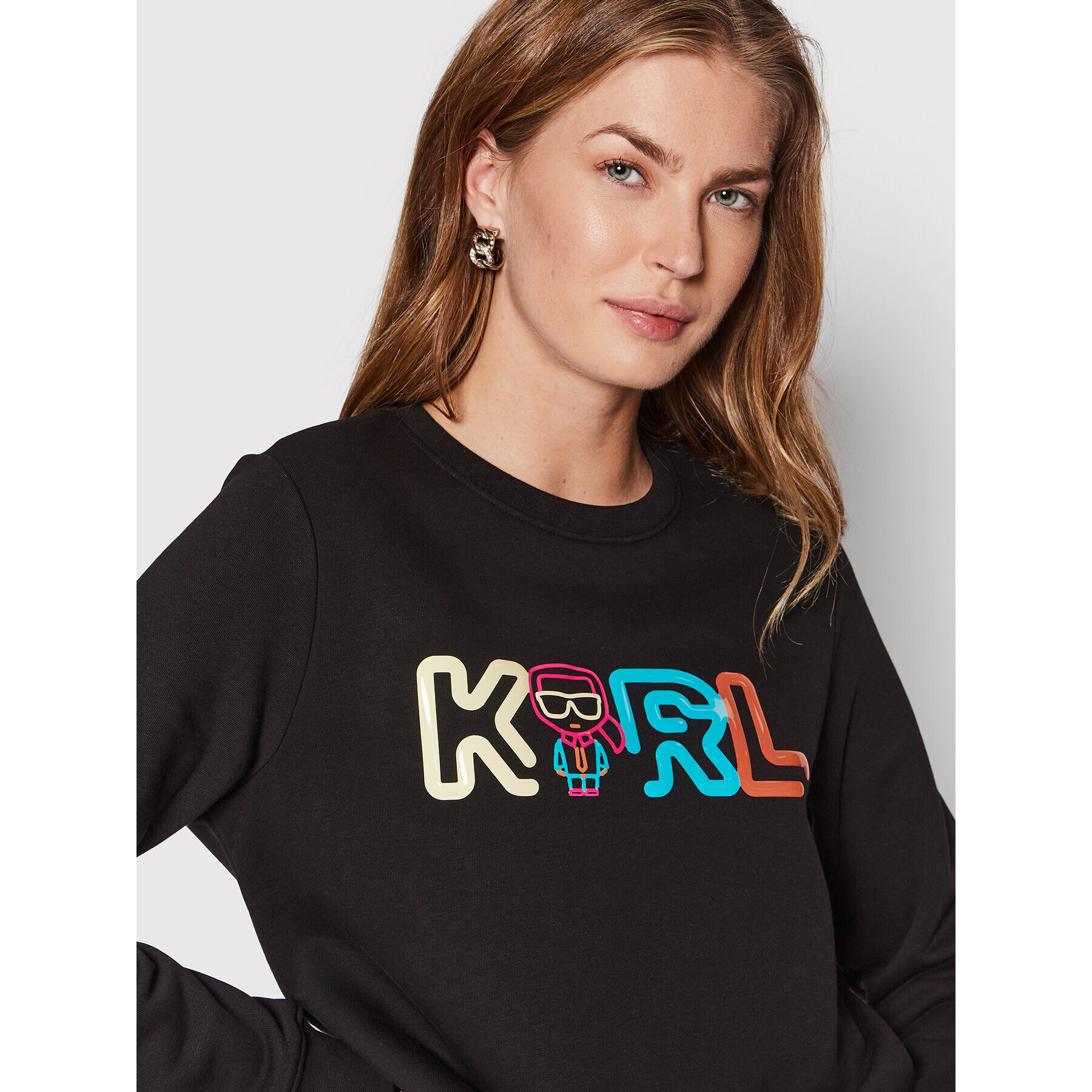 KARL LAGERFELD Суитшърт Jelly Mini Logo 221W1800 Черен Regular Fit - Pepit.bg