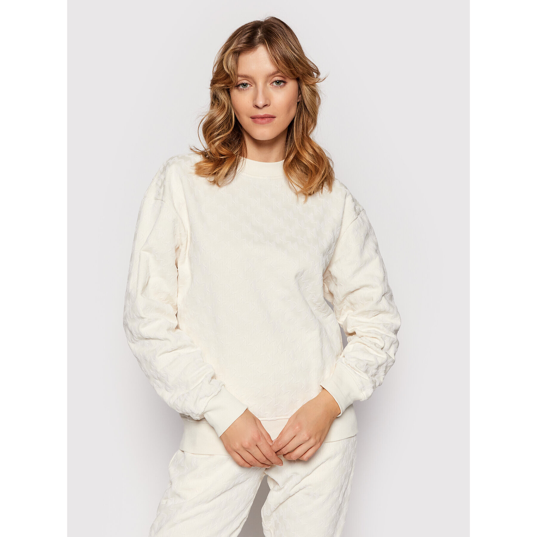 KARL LAGERFELD Суитшърт Monogram 216W1883 Бежов Regular Fit - Pepit.bg