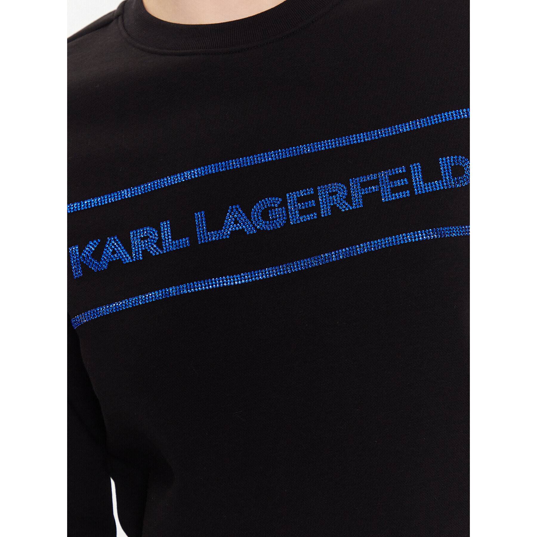 KARL LAGERFELD Суитшърт Rhinestone Logo 226W1805 Черен Regular Fit - Pepit.bg