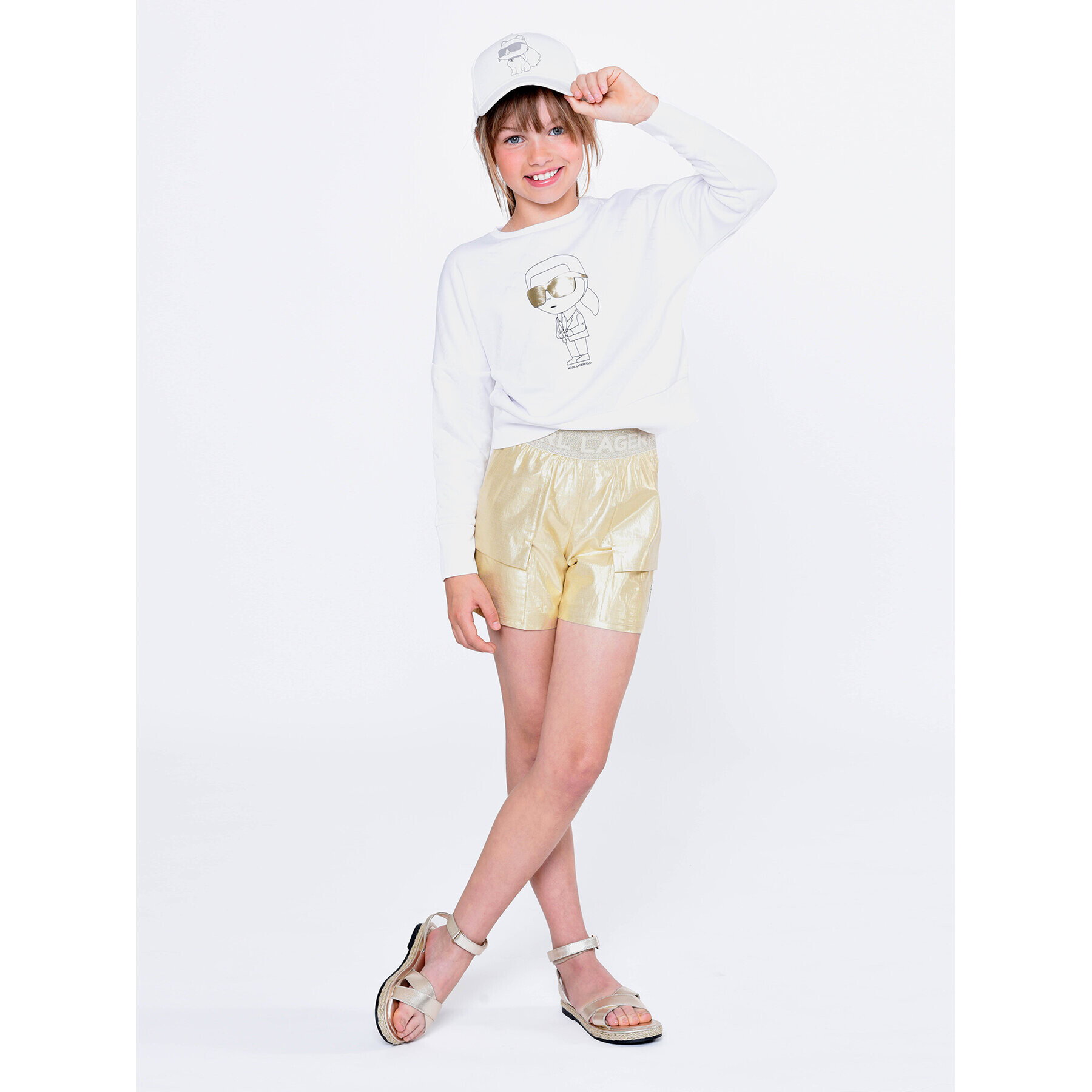 Karl Lagerfeld Kids Суитшърт Z15428 S Бял Relaxed Fit - Pepit.bg