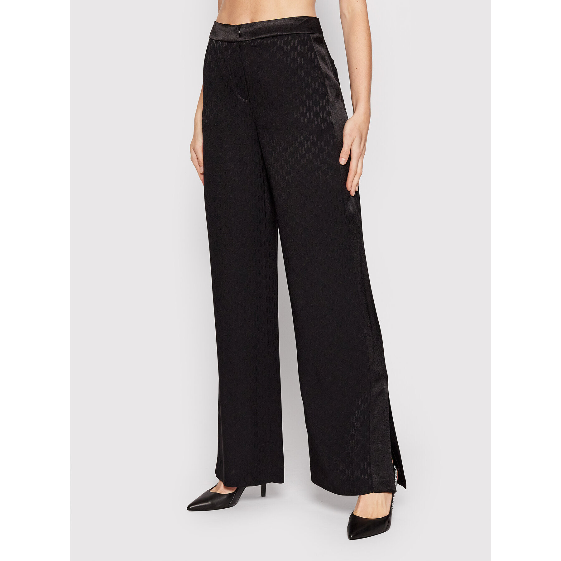 KARL LAGERFELD Текстилни панталони Monogram 221W1006 Черен Bootcut Fit - Pepit.bg
