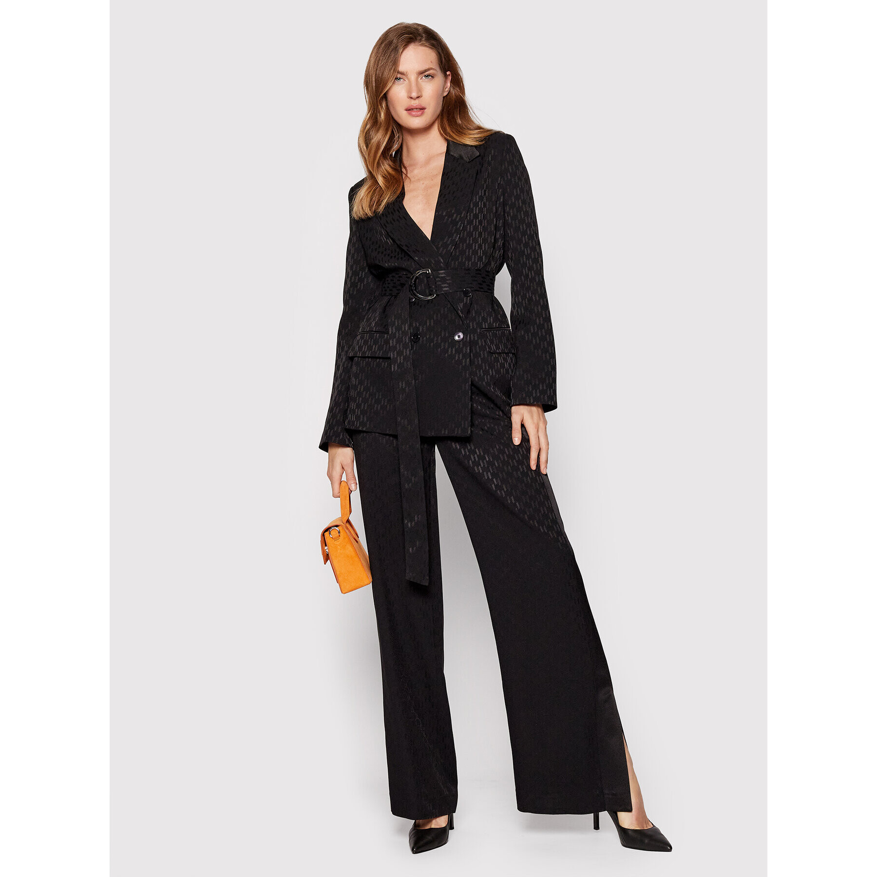 KARL LAGERFELD Текстилни панталони Monogram 221W1006 Черен Bootcut Fit - Pepit.bg