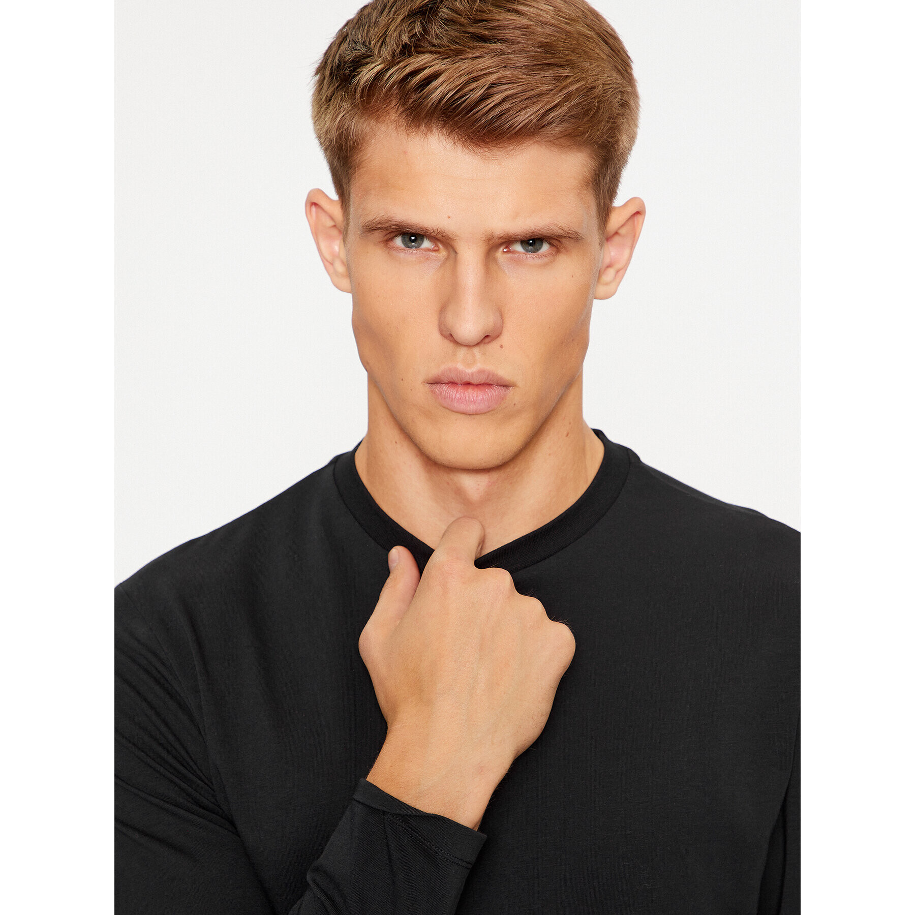 KARL LAGERFELD Тениска с дълъг ръкав Longsleeve Undershirt 235M2107 Черен Regular Fit - Pepit.bg