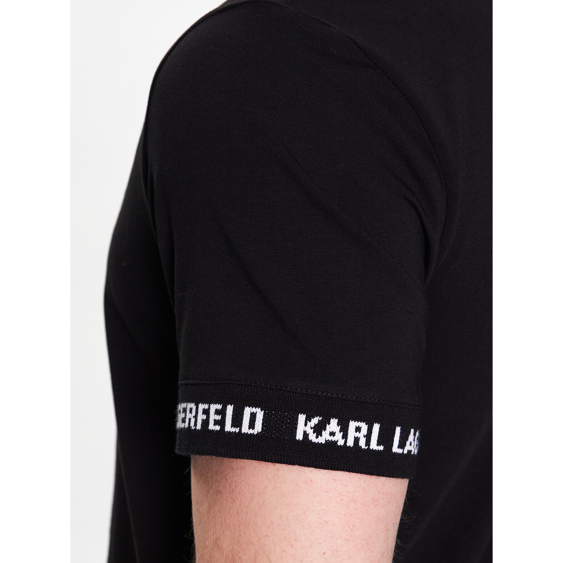 KARL LAGERFELD Тениска с яка и копчета 745018 532221 Черен Regular Fit - Pepit.bg