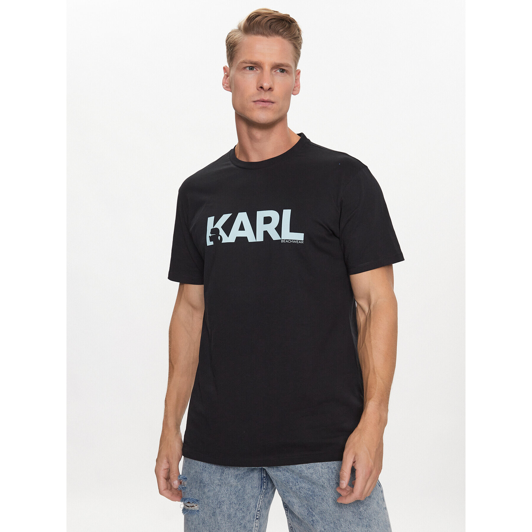 KARL LAGERFELD Тишърт 230M2211 Черен Regular Fit - Pepit.bg
