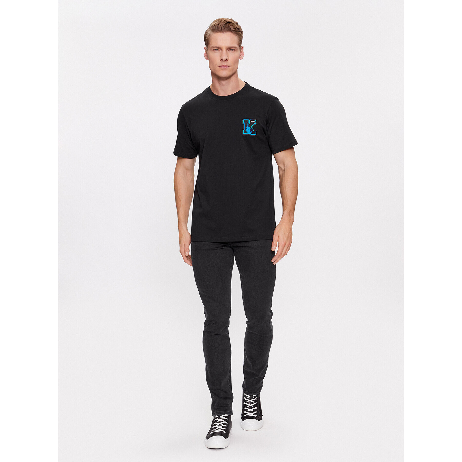 KARL LAGERFELD Тишърт 240M2204 Черен Regular Fit - Pepit.bg