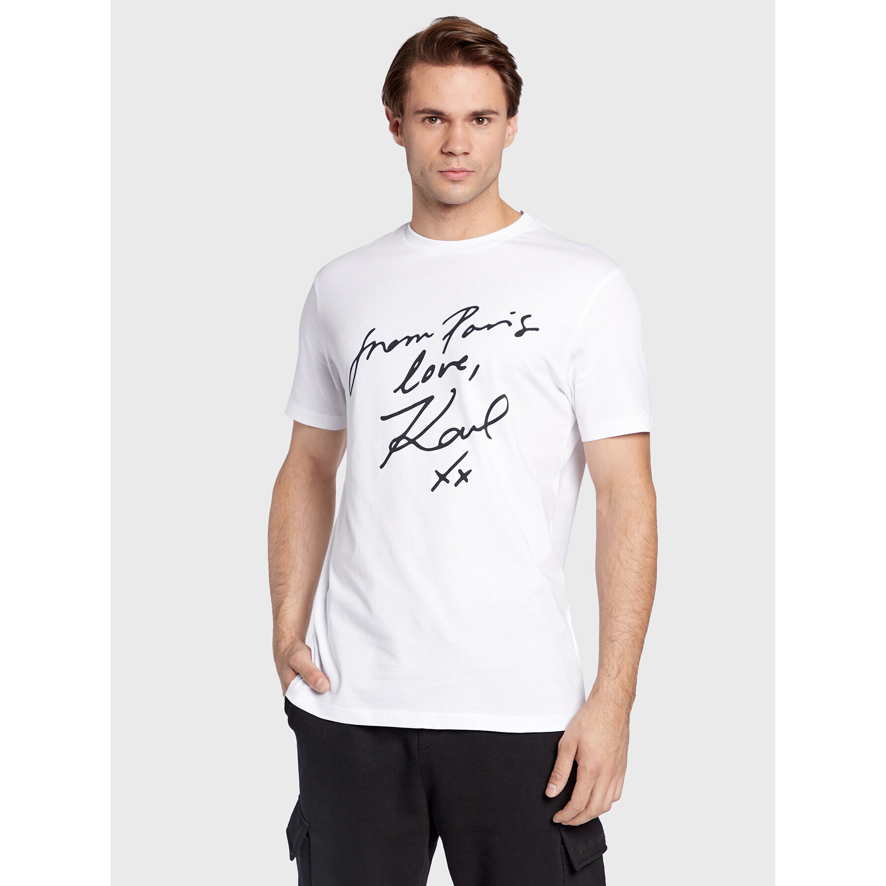 KARL LAGERFELD Тишърт 755046 524224 Бял Regular Fit - Pepit.bg