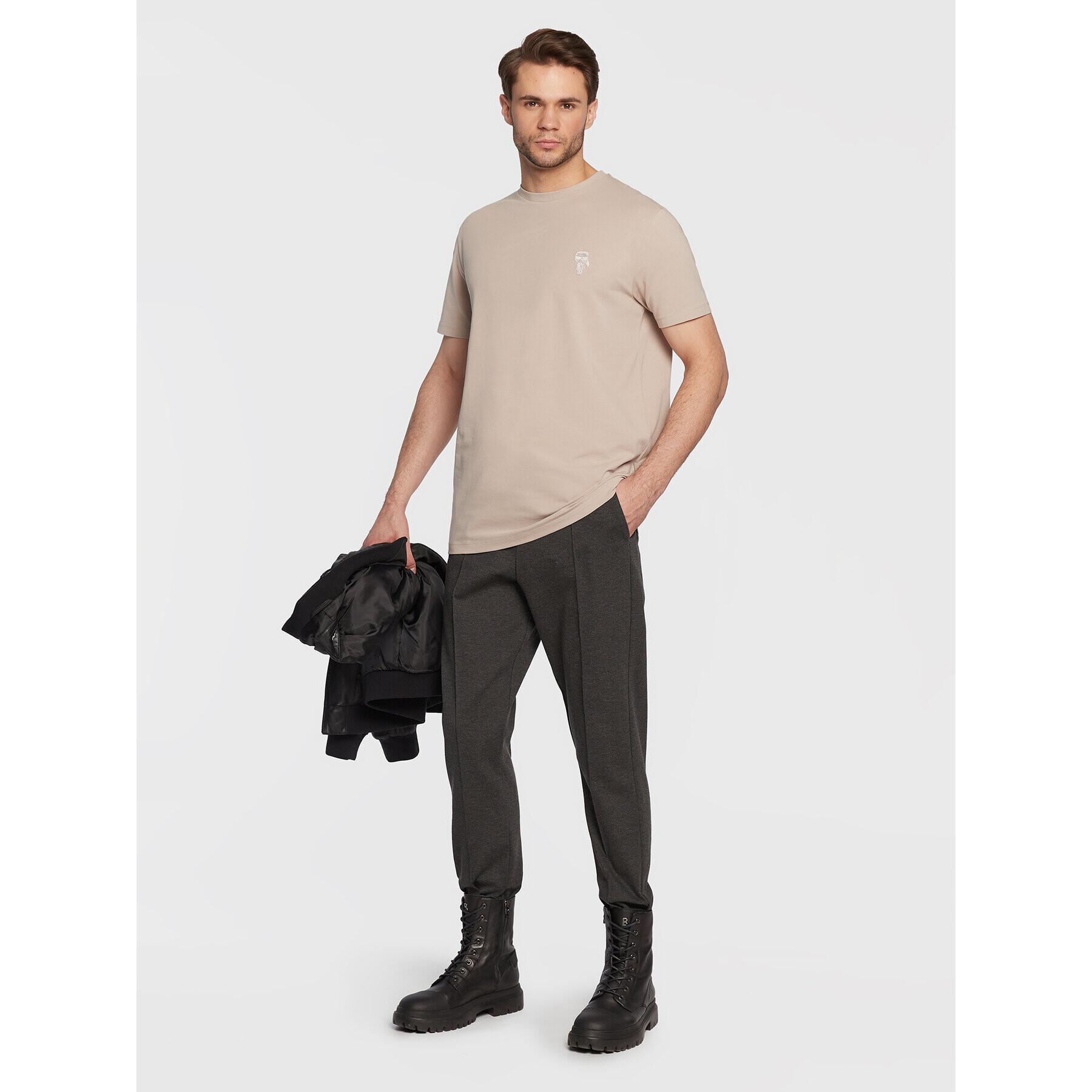 KARL LAGERFELD Тишърт 755055 524221 Бежов Regular Fit - Pepit.bg