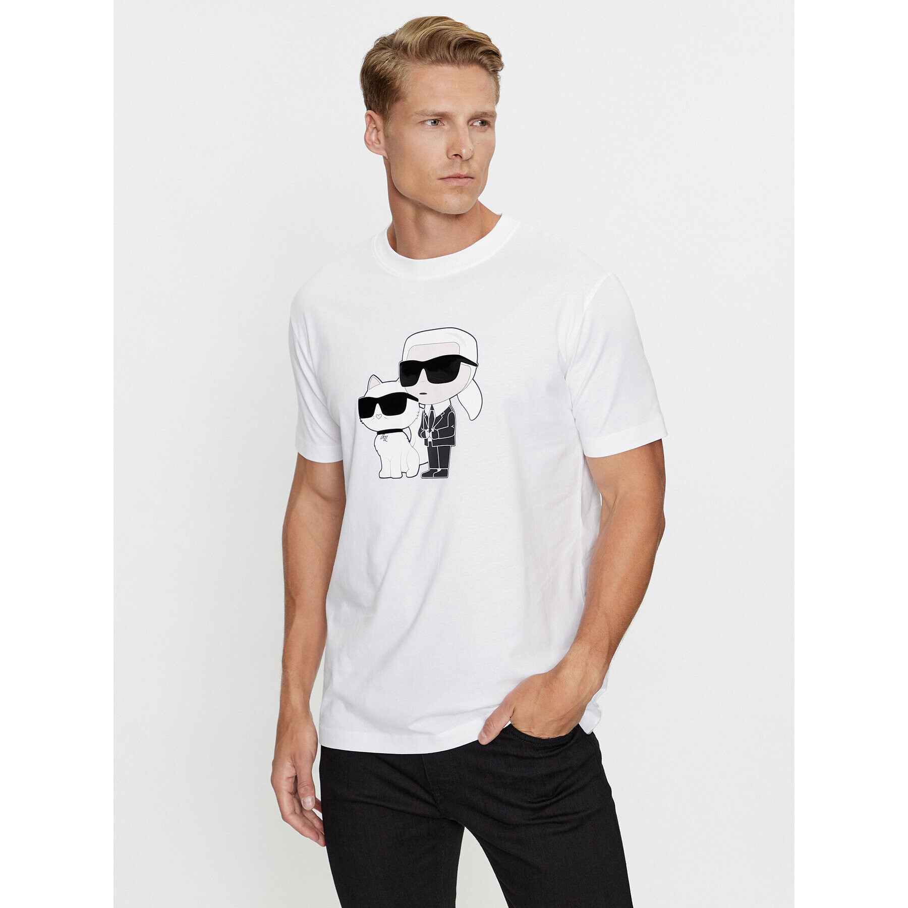 KARL LAGERFELD Тишърт 755061 534241 Бял Regular Fit - Pepit.bg