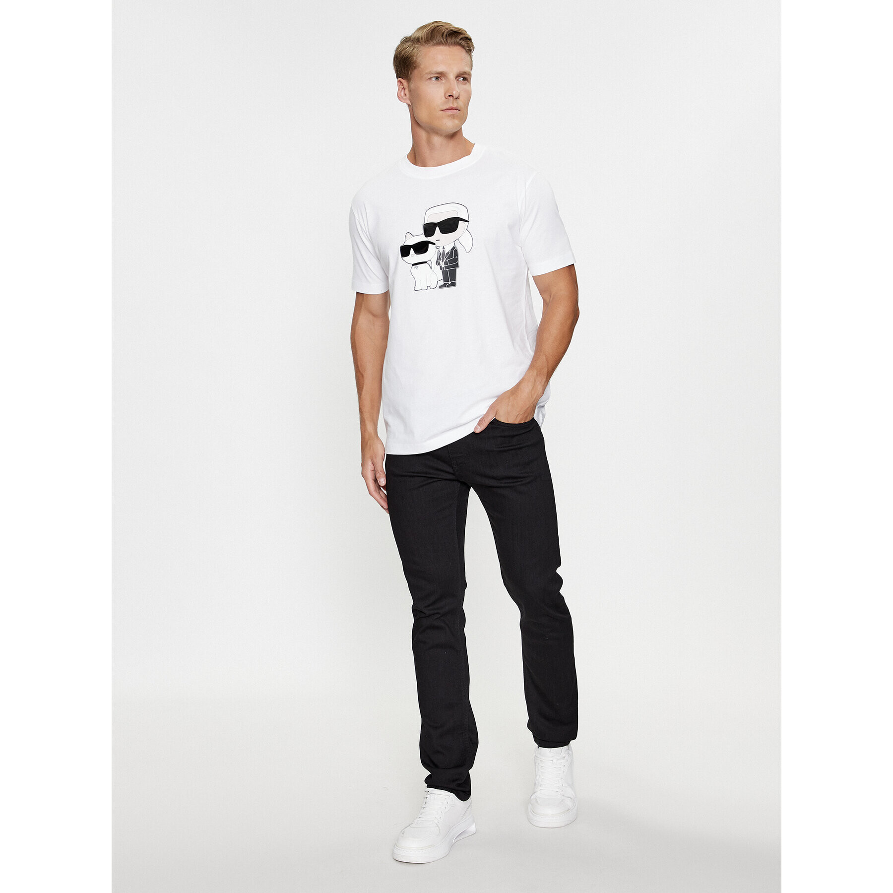 KARL LAGERFELD Тишърт 755061 534241 Бял Regular Fit - Pepit.bg