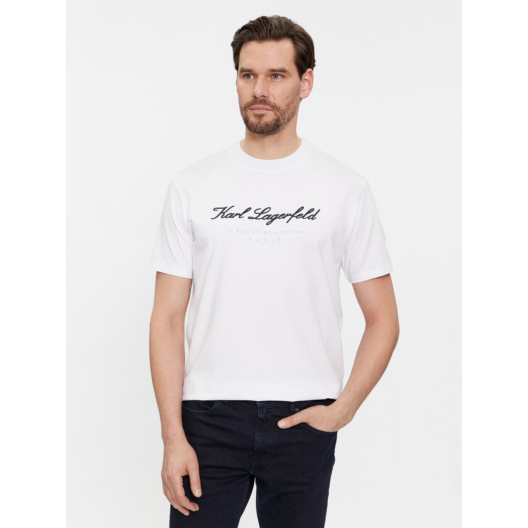 KARL LAGERFELD Тишърт 755403 541221 Бял Regular Fit - Pepit.bg