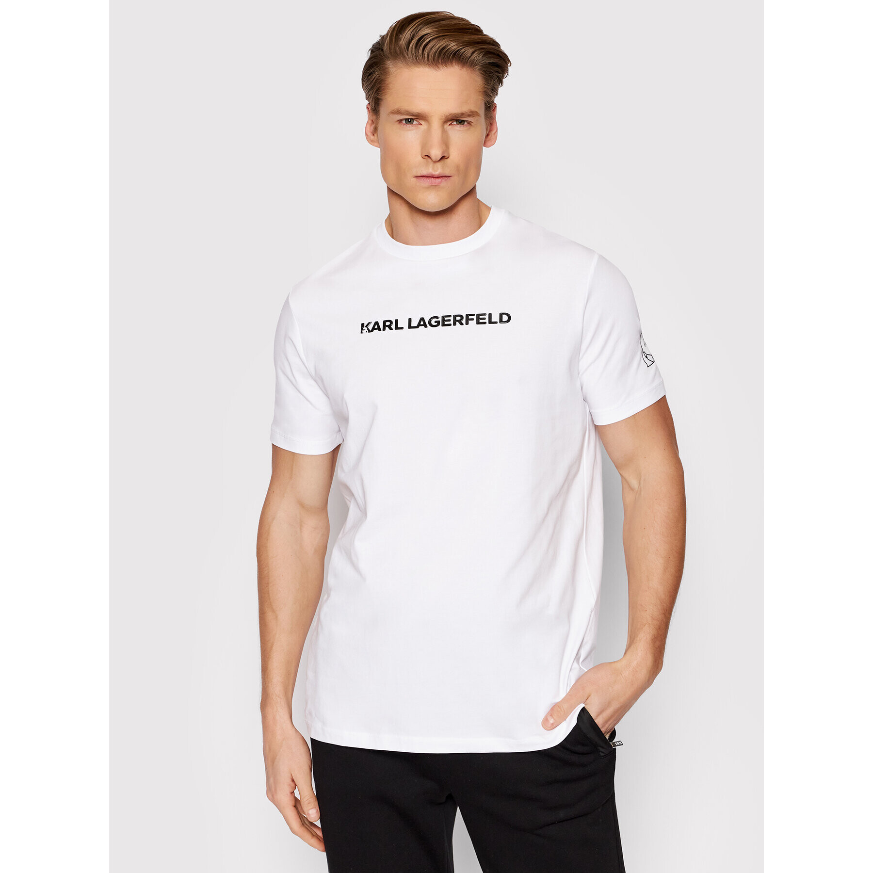 KARL LAGERFELD Тишърт 755406 521221 Бял Regular Fit - Pepit.bg