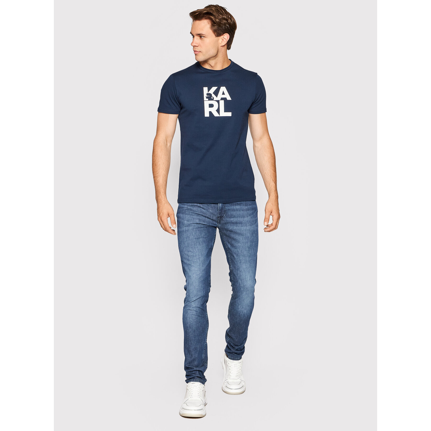 KARL LAGERFELD Тишърт Classic KL22MTS01 Тъмносин Regular Fit - Pepit.bg