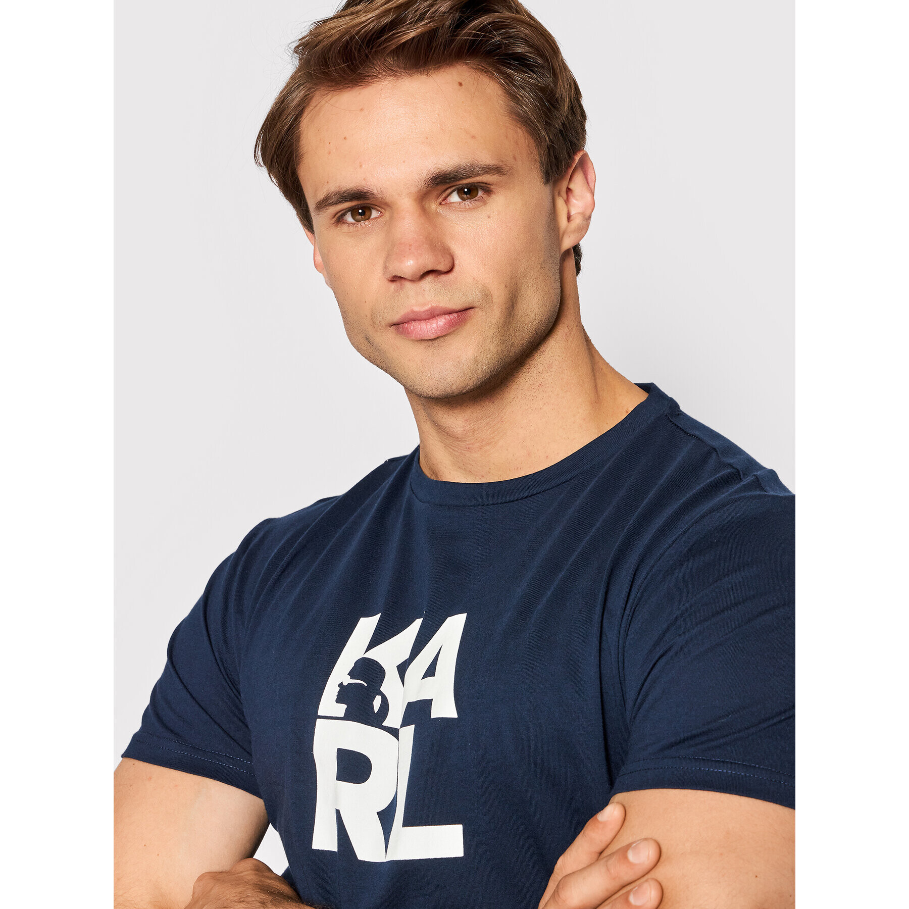 KARL LAGERFELD Тишърт Classic KL22MTS01 Тъмносин Regular Fit - Pepit.bg