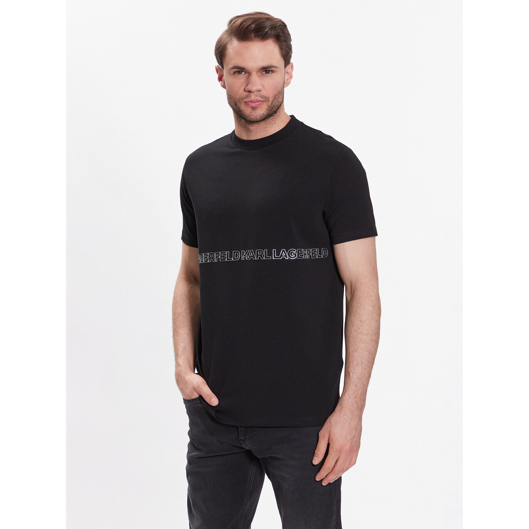 KARL LAGERFELD Тишърт Crew Neck 755058 532221 Черен Regular Fit - Pepit.bg
