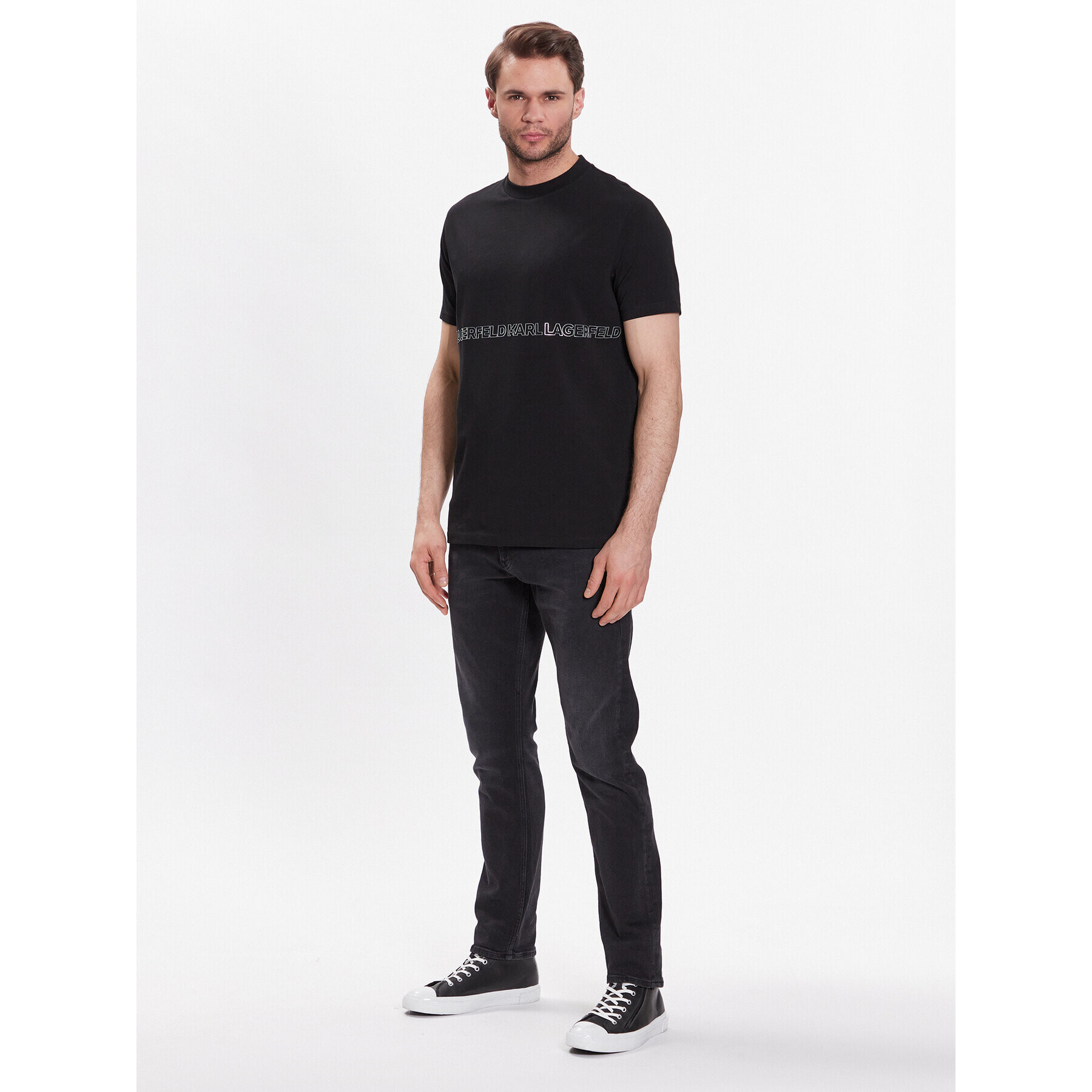 KARL LAGERFELD Тишърт Crew Neck 755058 532221 Черен Regular Fit - Pepit.bg