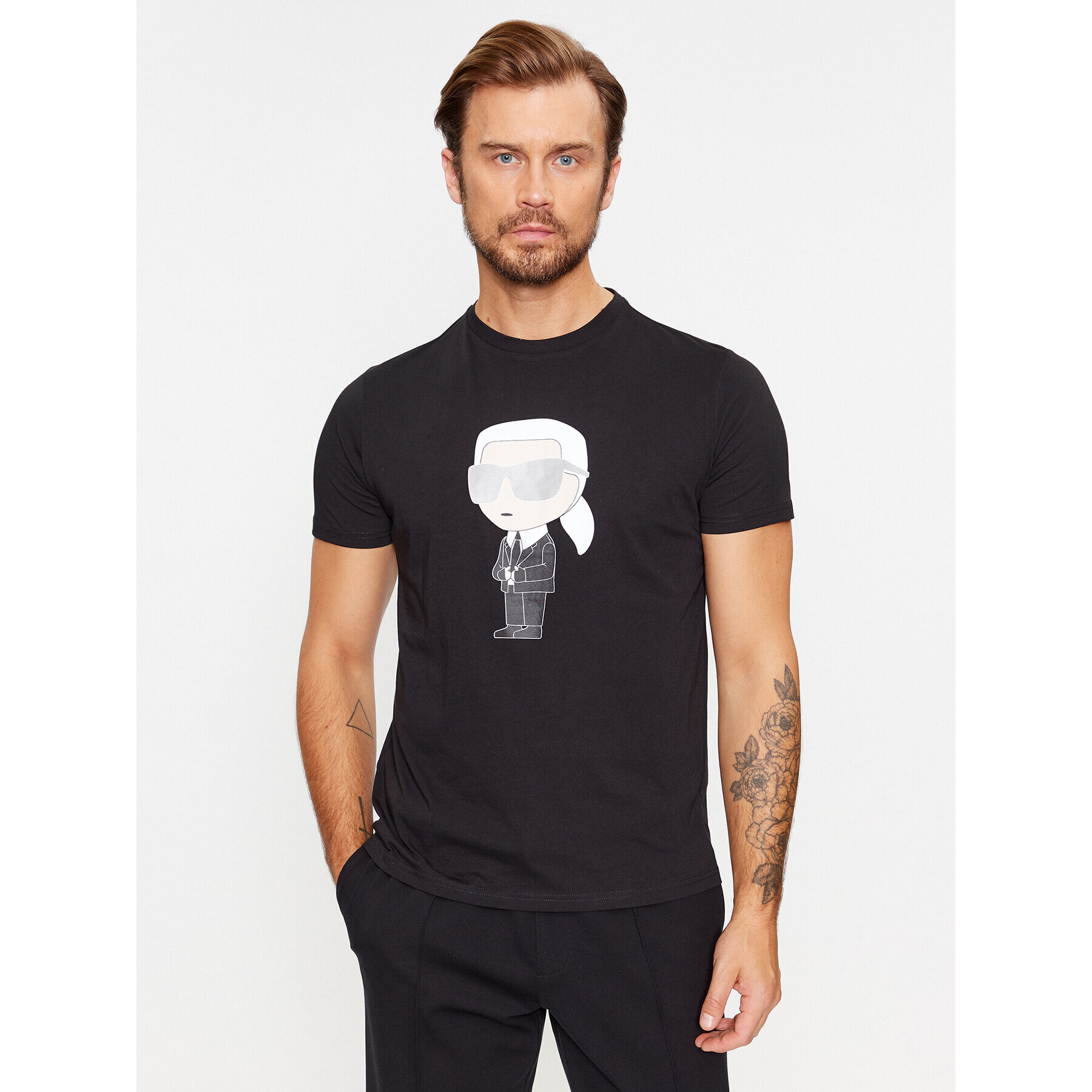 KARL LAGERFELD Тишърт Crewneck 755071 500251 Черен Regular Fit - Pepit.bg