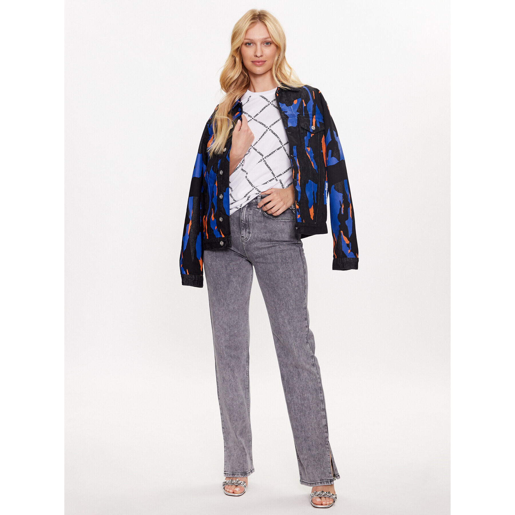 KARL LAGERFELD Тишърт Diamond Logo 230W1707 Бял Relaxed Fit - Pepit.bg