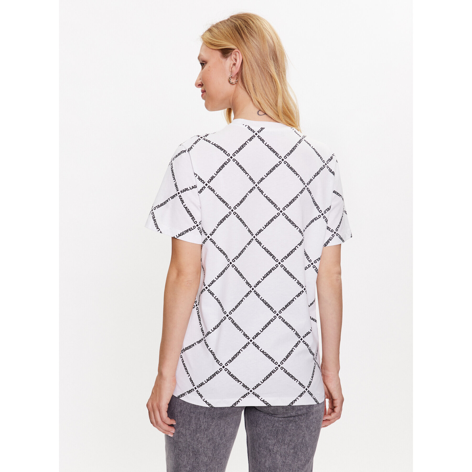 KARL LAGERFELD Тишърт Diamond Logo 230W1707 Бял Relaxed Fit - Pepit.bg