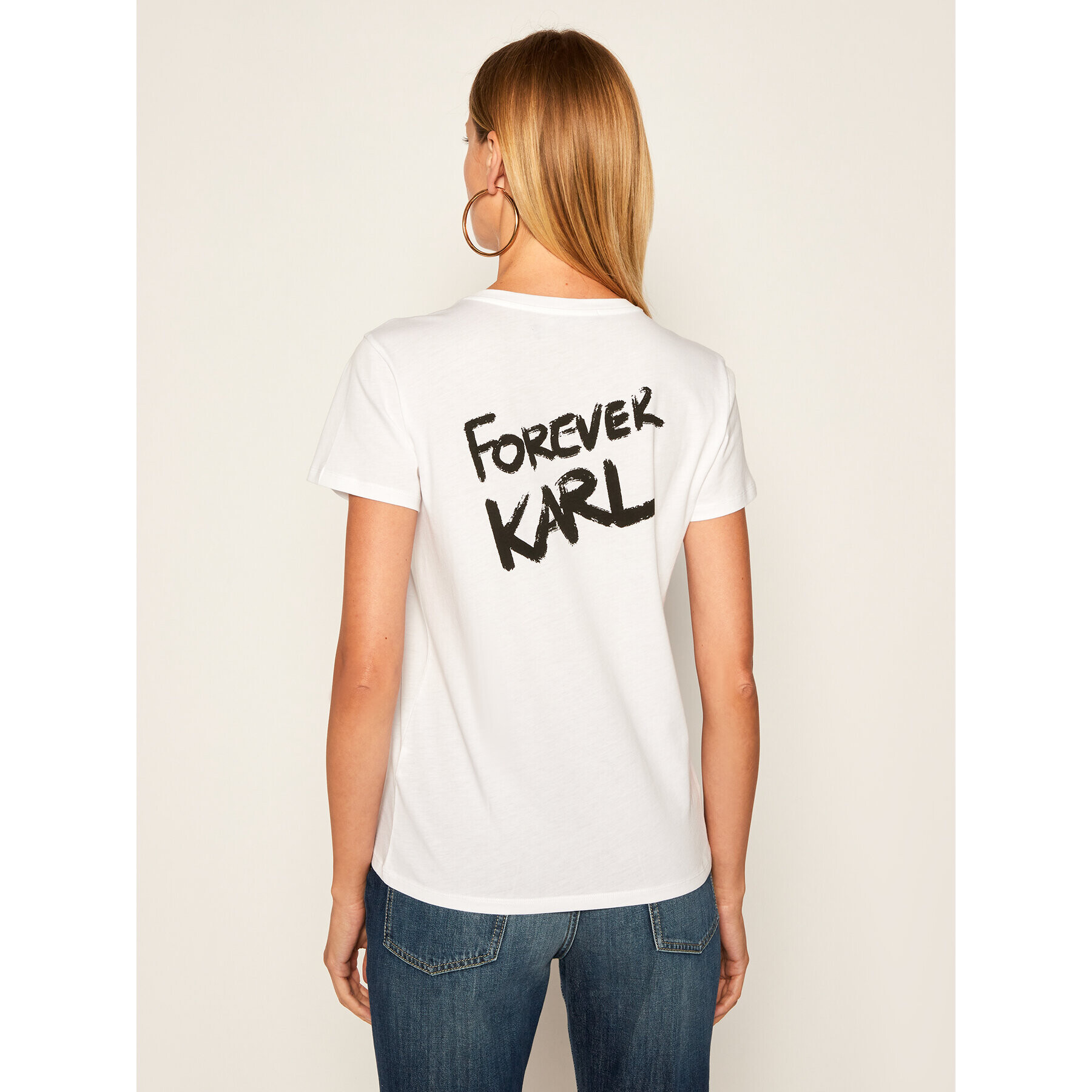 KARL LAGERFELD Тишърт Forever 205W1702 Бял Long Fit - Pepit.bg