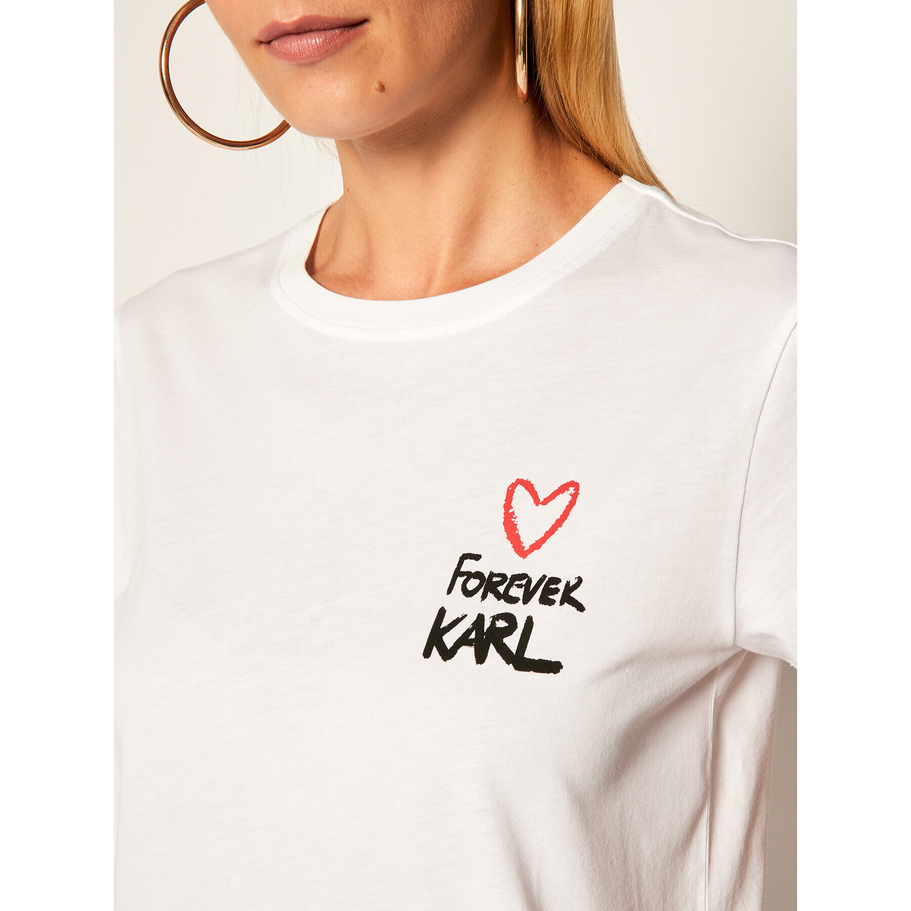 KARL LAGERFELD Тишърт Forever 205W1702 Бял Long Fit - Pepit.bg