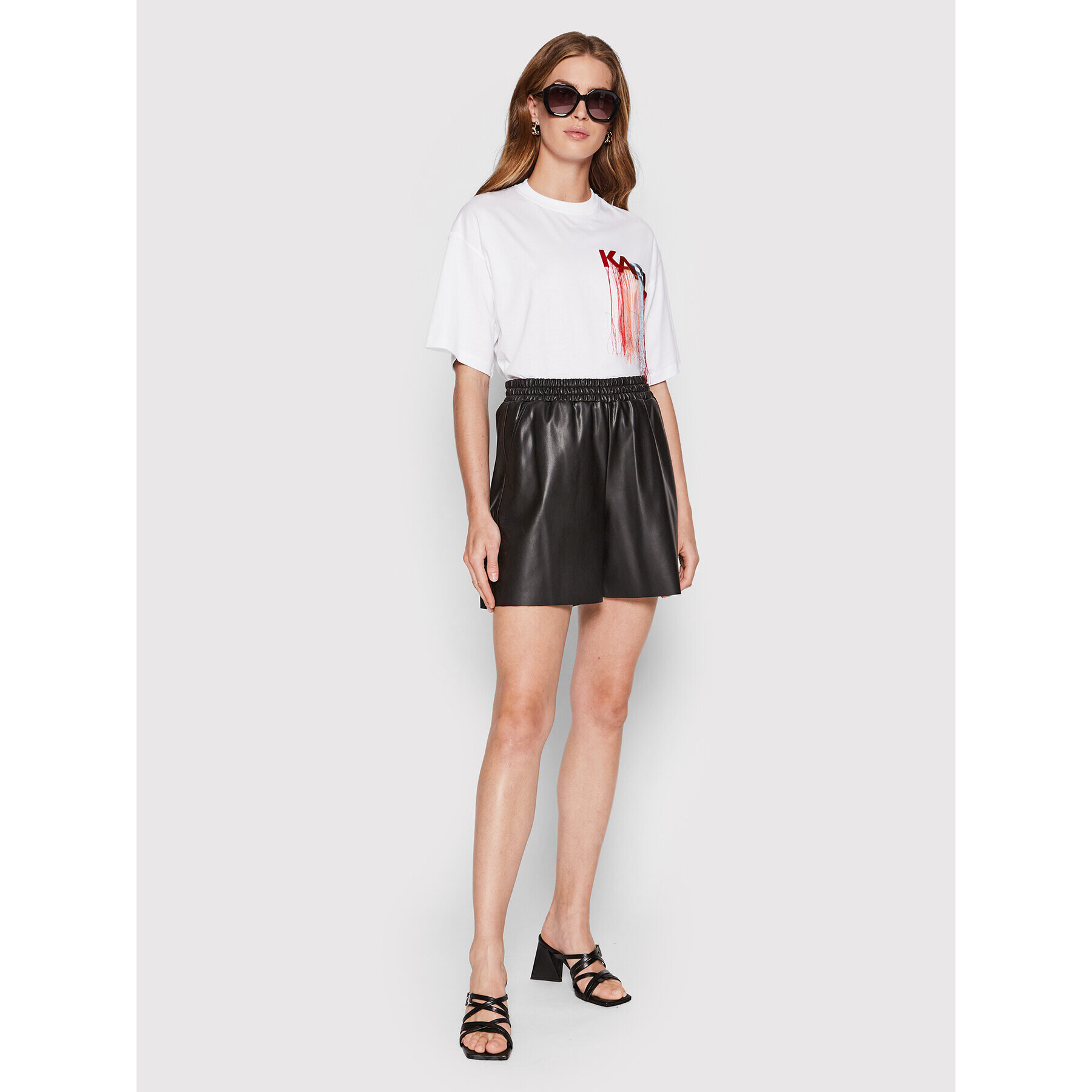 KARL LAGERFELD Тишърт Fringe Logo 221W1707 Бял Relaxed Fit - Pepit.bg