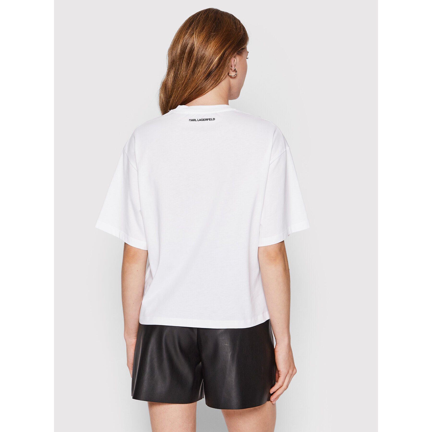 KARL LAGERFELD Тишърт Fringe Logo 221W1707 Бял Relaxed Fit - Pepit.bg